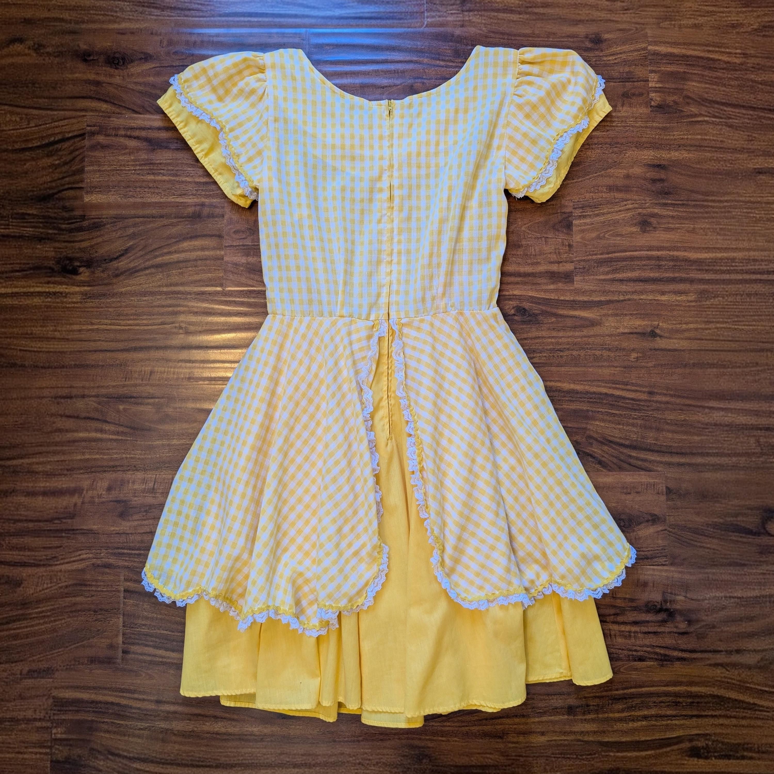 Vintage 1970s Yellow Gingham Square Dance Dress - Country Western Size M / US 6-8 / IT 42-44 - 8 Thumbnail