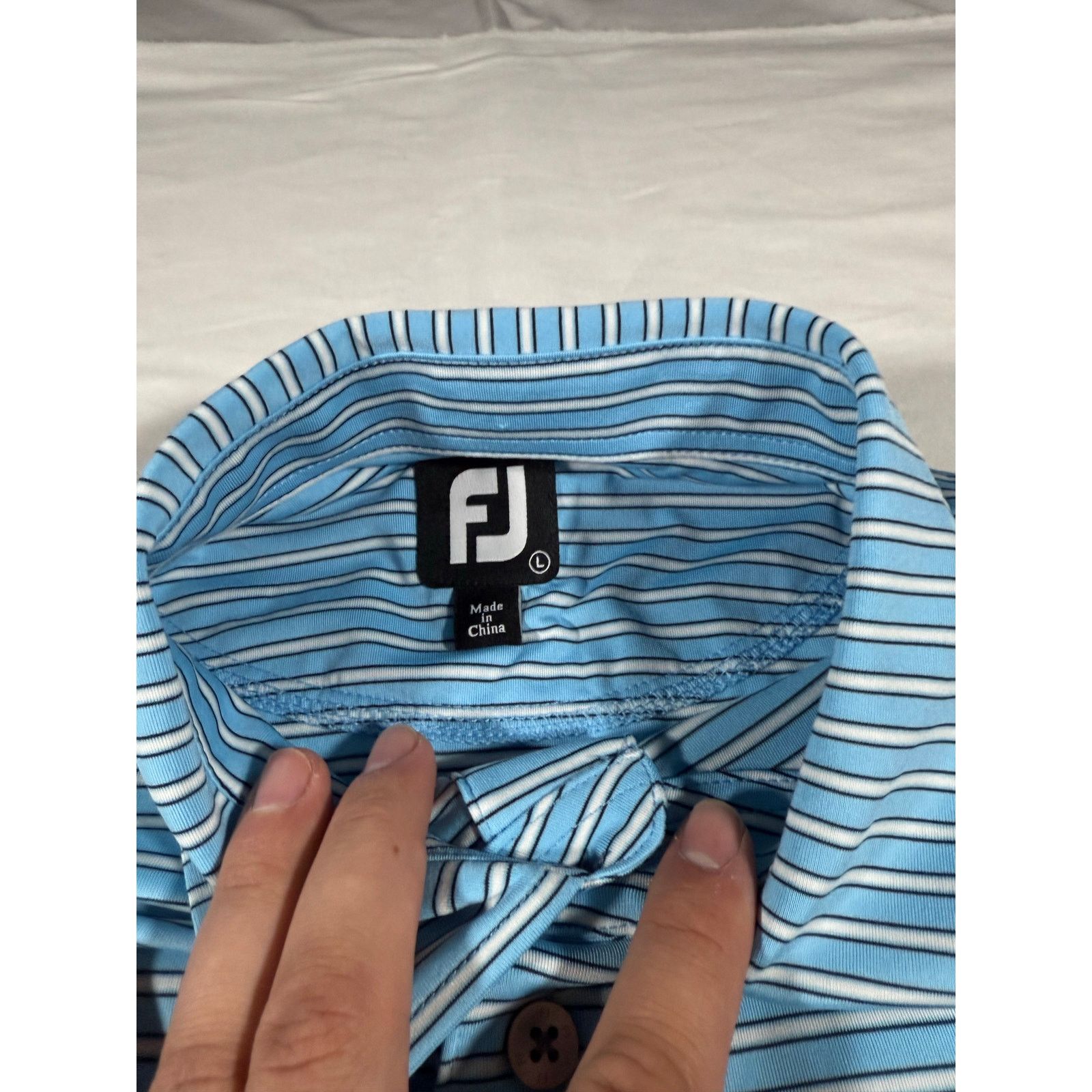 Footjoy FootJoy Golf Polo Shirt Mens Large Blue Striped Performance Size US L / EU 52-54 / 3 - 3 Thumbnail