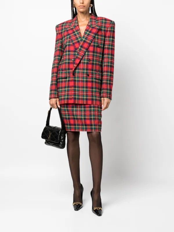 Saint Laurent Paris Saint Laurent Tartan-Check Pencil Skirt size FR 36 Size 26" / US 2 / IT 38 - 9 Thumbnail