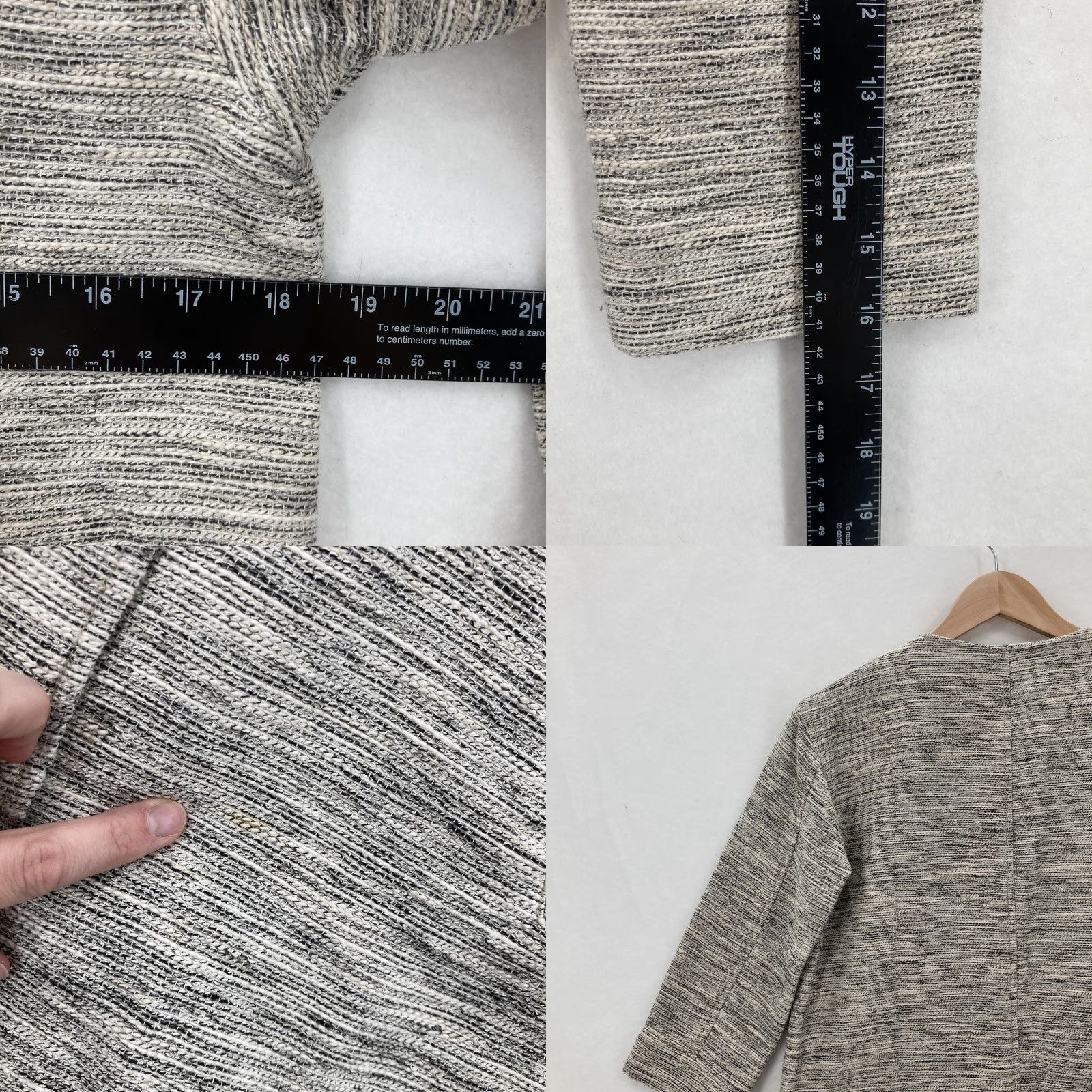 Eileen Fisher VINTAGE Eileen Fisher Coat XS Textured Knit Cotton Blend Snap Front Pockets Gray Striped Overcoat Womens XS Size XS / US 0-2 / IT 36-38 - 8 Thumbnail