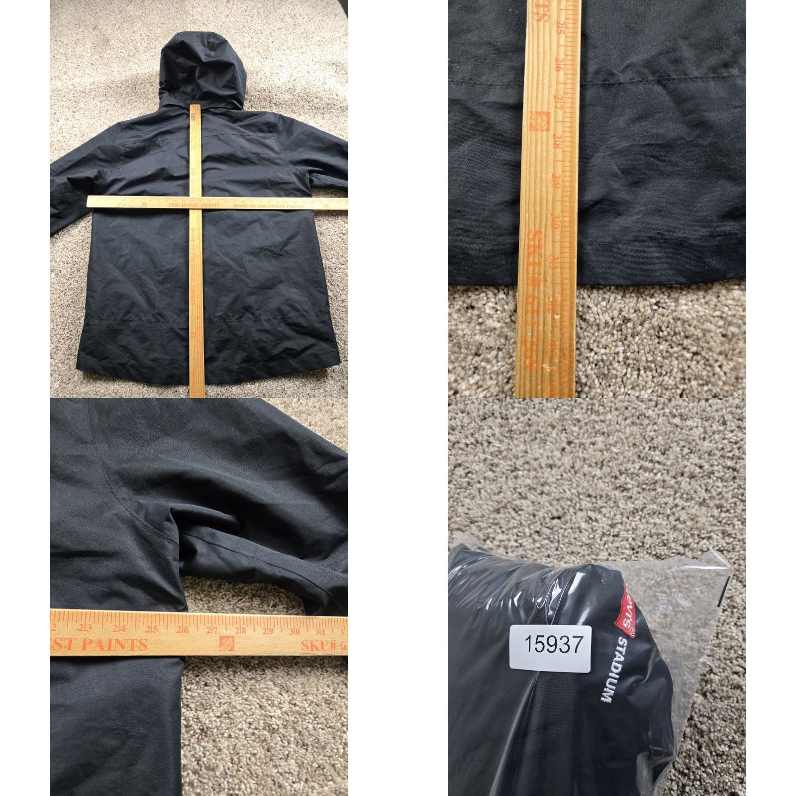 Port Authority Levi's Stadium Jacket Mens XL Black Hooded Full Zip Lined Rain Jacket Employee Size US XL / EU 56 / 4 - 8 Thumbnail