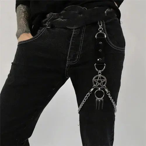 Jewelry Leather Metal Chain Keychain Size ONE SIZE - 1 Thumbnail