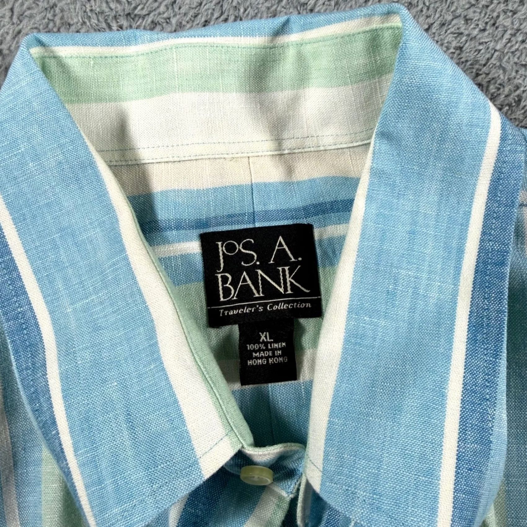Jos. A. Bank Jos. A. Bank Traveler Shirt Mens XL Multicolor Striped 100% Linen Short Button Size US XL / EU 56 / 4 - 3 Thumbnail