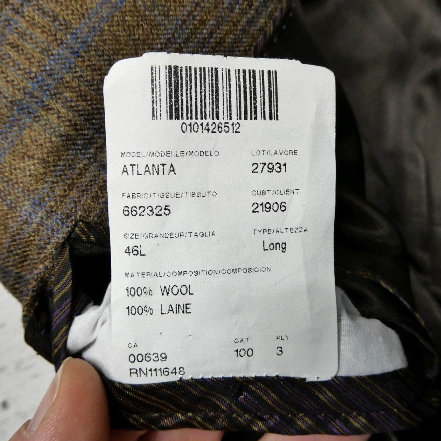 Linea Linea Sport Coat Mens 46L Long Brown Plaid Wool Tweed Blazer Jacket Canada Size 46R - 7 Thumbnail