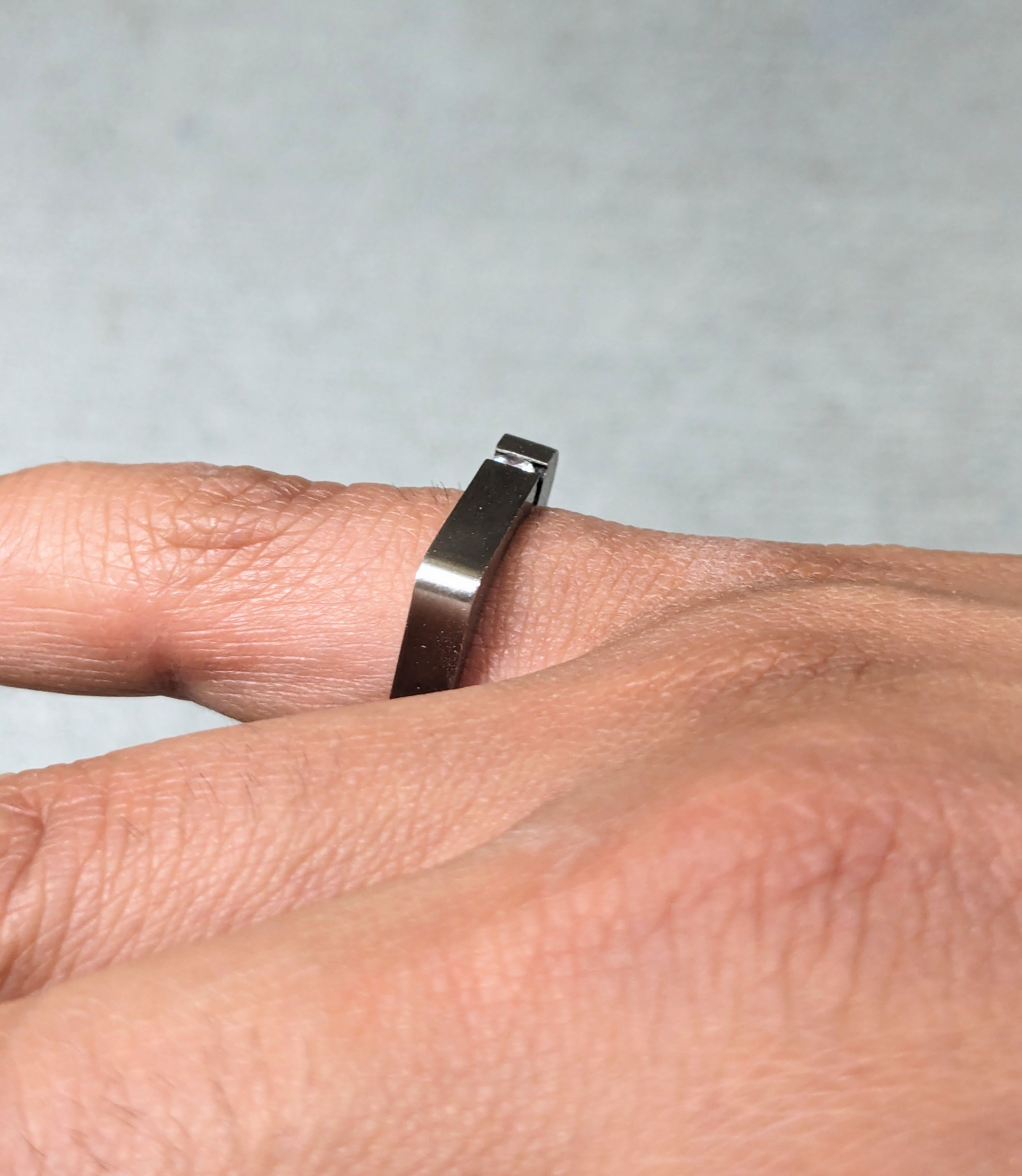 Vintage Vintage Stainless Steel Ring CZ Square Modern Abstract Size ONE SIZE - 12 Thumbnail