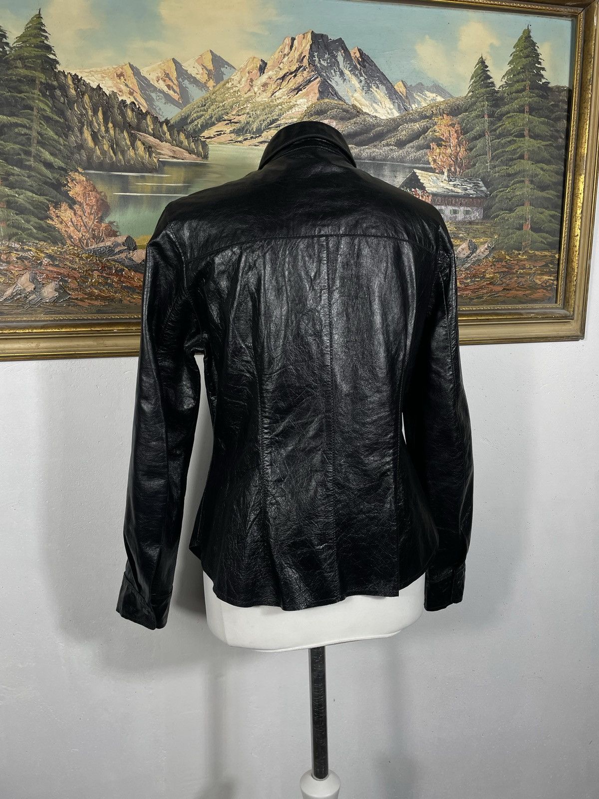 Vintage Vintage Y2k Avant Garde Black Real Cow Leather Bomber Jacket Size M / US 6-8 / IT 42-44 - 6 Thumbnail