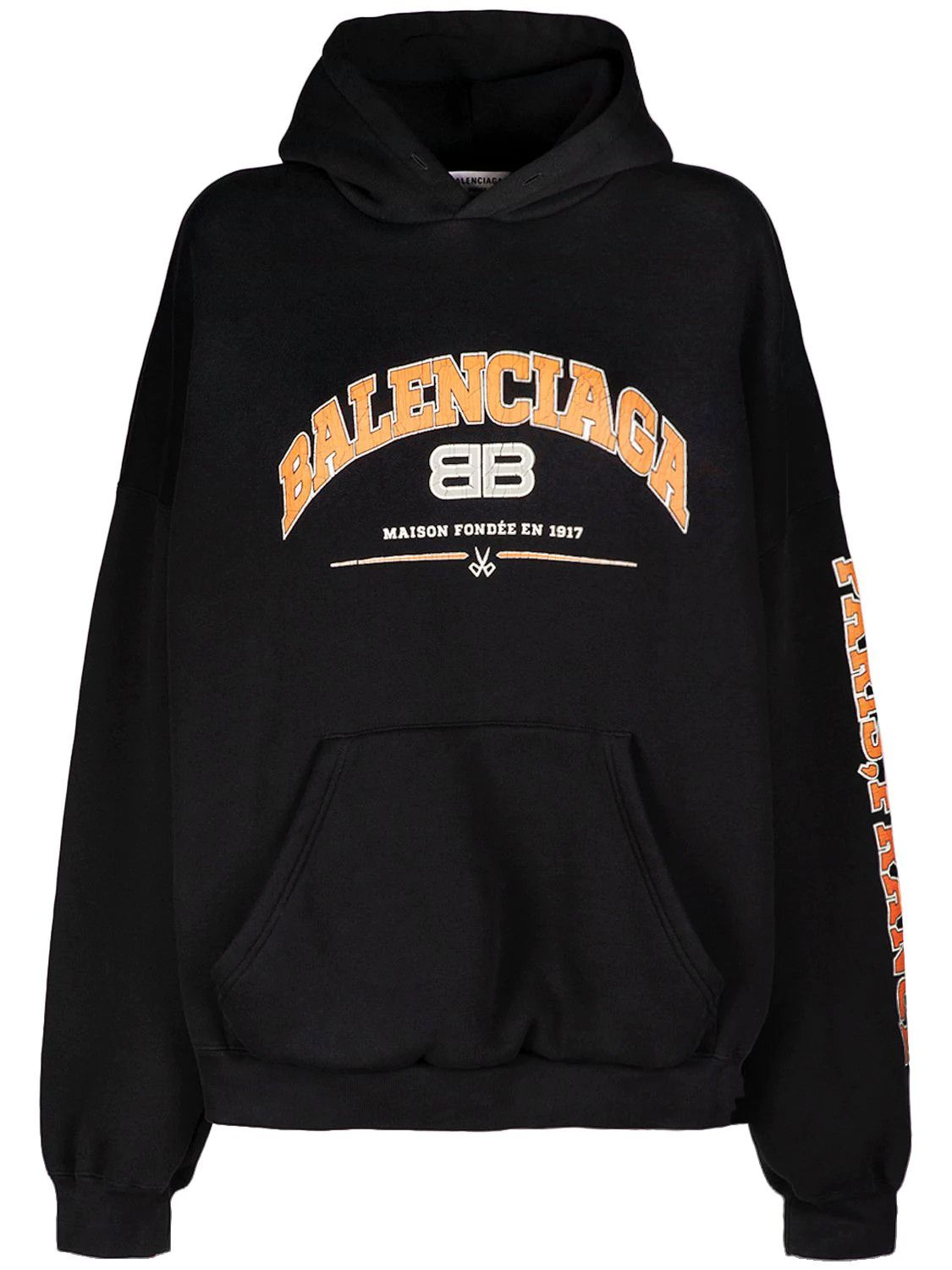 image of Balenciaga O1Mt1Gz0424 Maison Cropped Hoodies In Black, Women's (Size Small)