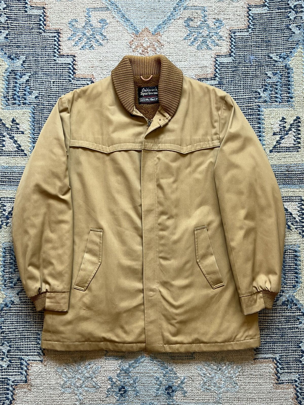 image of Oakbrook Sportswear By Sears Twill Sherpa Packer Field Coat in Tan, Men's (Size Medium)