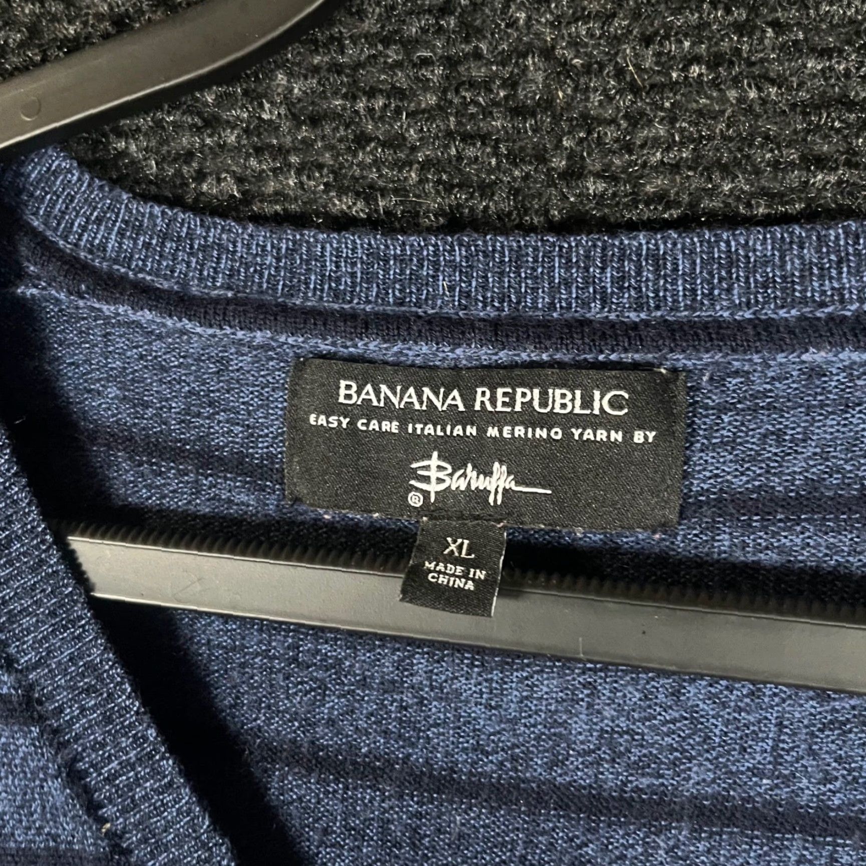 Banana Republic Banana Republic Baruffa Blue Striped Italian Merino Wool V-Neck Sweater Mens XL Size US XL / EU 56 / 4 - 2 Thumbnail