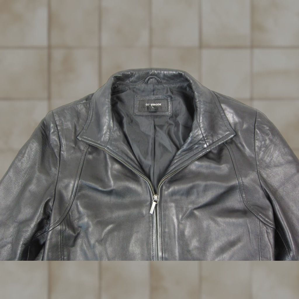 Vintage VINTAGE Colebrook Leather Jacket Womens L Black Full Zip Belted Moto 90s Y2K Leather Lining Belted Full Zip Biker Womens Size L / US 10 / IT 46 - 1 Thumbnail