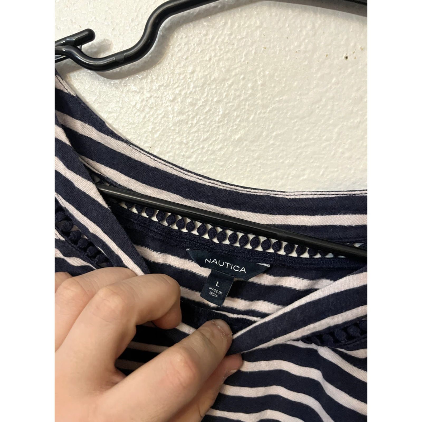 Nautica Nautica T-Shirt Women Blue Striped Short Sleeve Round Neck Cotton Size L Size L / US 10 / IT 46 - 2 Thumbnail