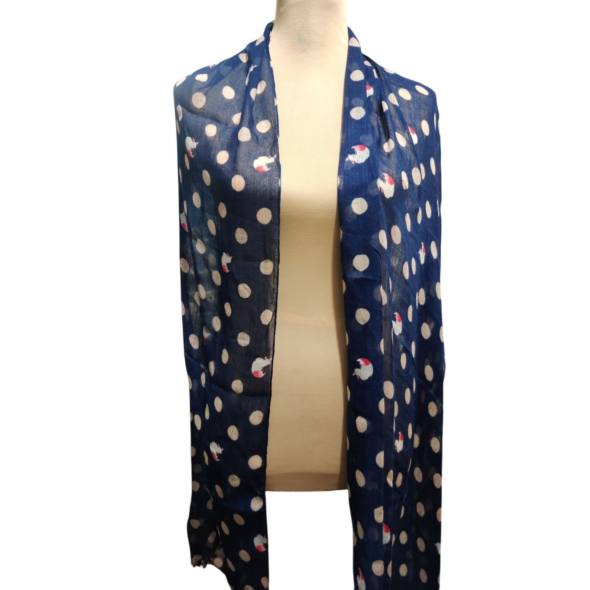 Gap GAP Womens Navy Blue Scarf Polka Dot Fox Print Modal Lightwe Size ONE SIZE - 12 Thumbnail