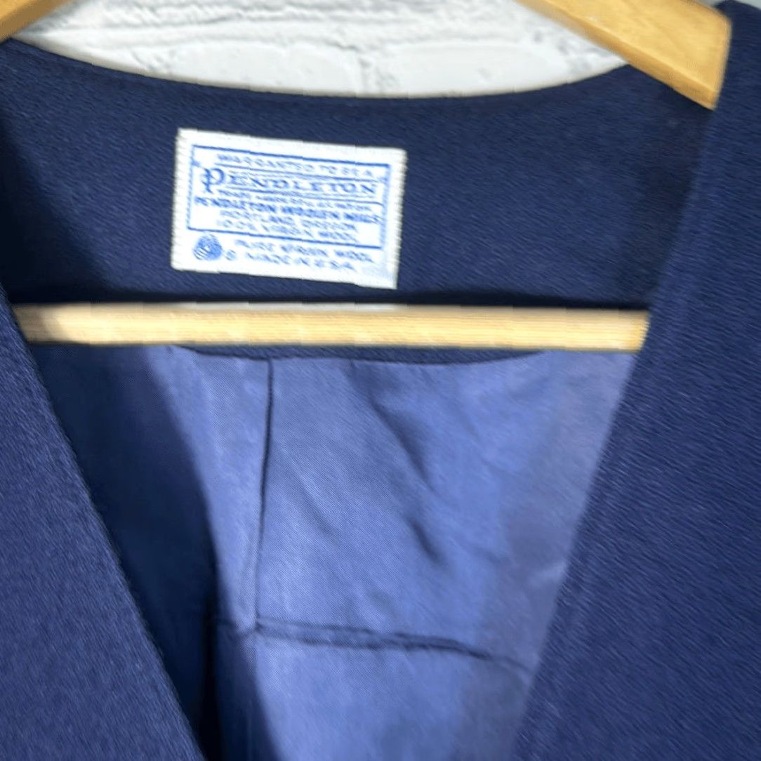 Pendleton VINTAGE Pendleton Blue Virgin Wool Blazer Jacket Made In USA Shoulder Pads Womens 22 Plus Blue Jacket Size 3XL / US 20-22 - 3 Thumbnail