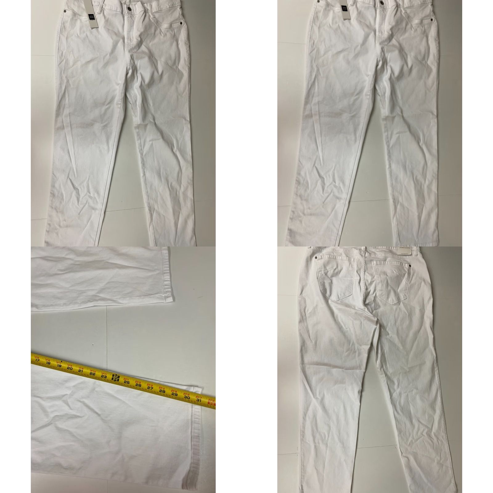 Vintage James Jeans Womens Jeans 20 White Twiggy Cigarette Leg Regular Inseam 31in Mid Rise Denim Cotton Blend Embroidered Pockets Solid Flower Size 42" / US 20 - 8 Thumbnail
