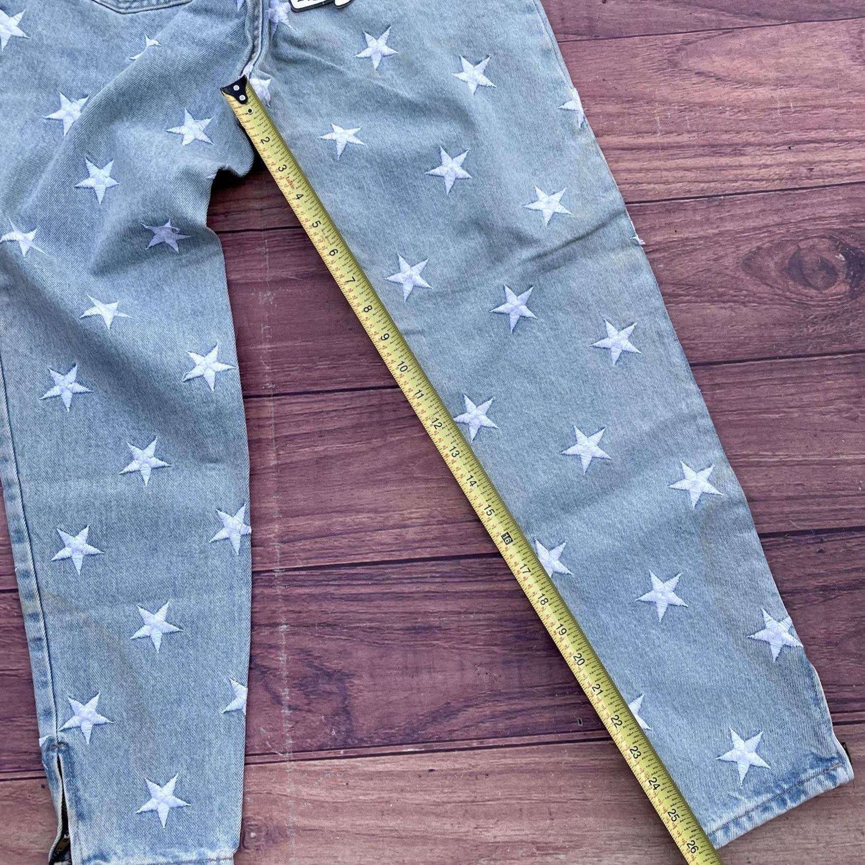 Parasuco VINTAGE Parasuco Marilyn Jeans Denim Embroidered Stars 90s Women’s 29 Blue Cotton Stars Denim Jacket? Size 29" - 6 Thumbnail