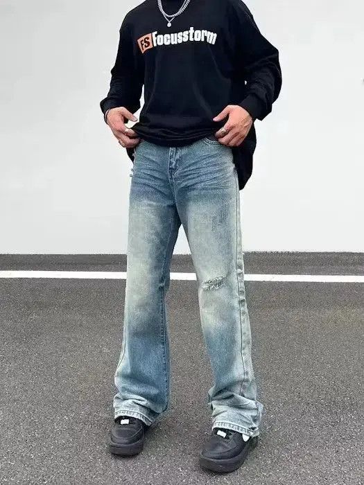 Japanese Brand × Jean Baggy Blue Flared Denim Jeans Size US 30 / EU 46 - 1 Thumbnail
