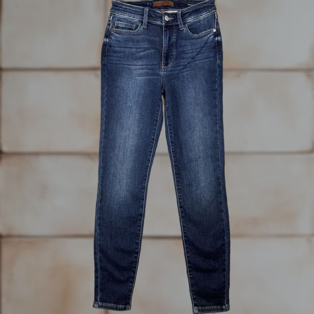 Lucky Brand Lucky Brand Judy Blue Women’s 3/26 Skinny Fit Dark Wash Ankle Length Blue Jeans, Size 26, Regular, Blue, Jeans, Women's Size 26" / US 2 / IT 38 - 1 Thumbnail