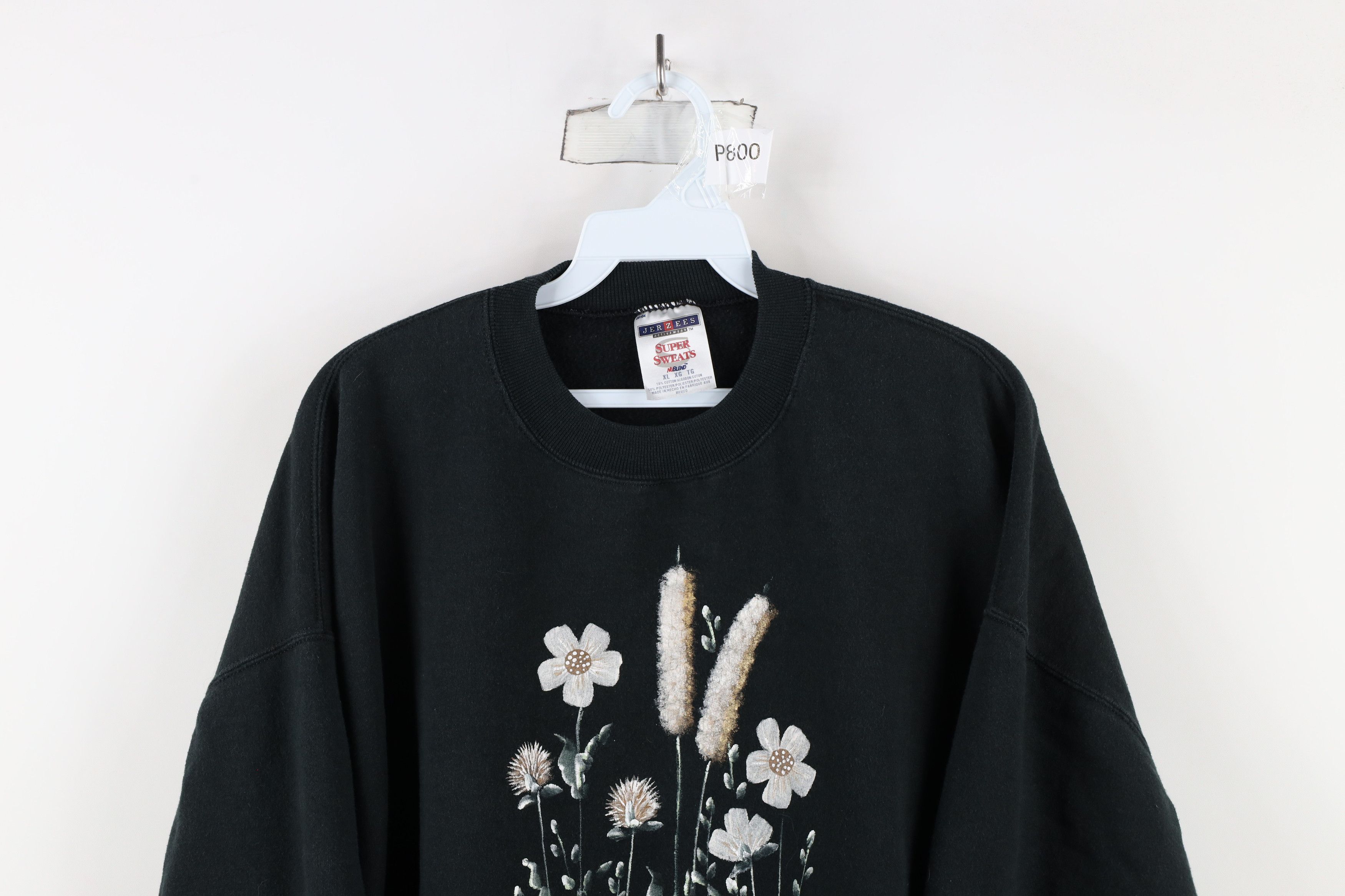 Vintage Vintage 90s Streetwear Painted Flower Crewneck Sweatshirt Size XL / US 12-14 / IT 48-50 - 2 Thumbnail