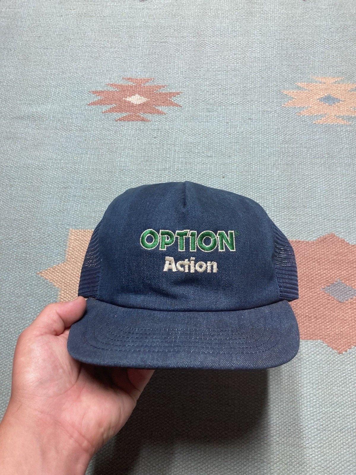 Vintage Vintage 80s trucker hat option action denim dark wash USA Size ONE SIZE - 2 Thumbnail