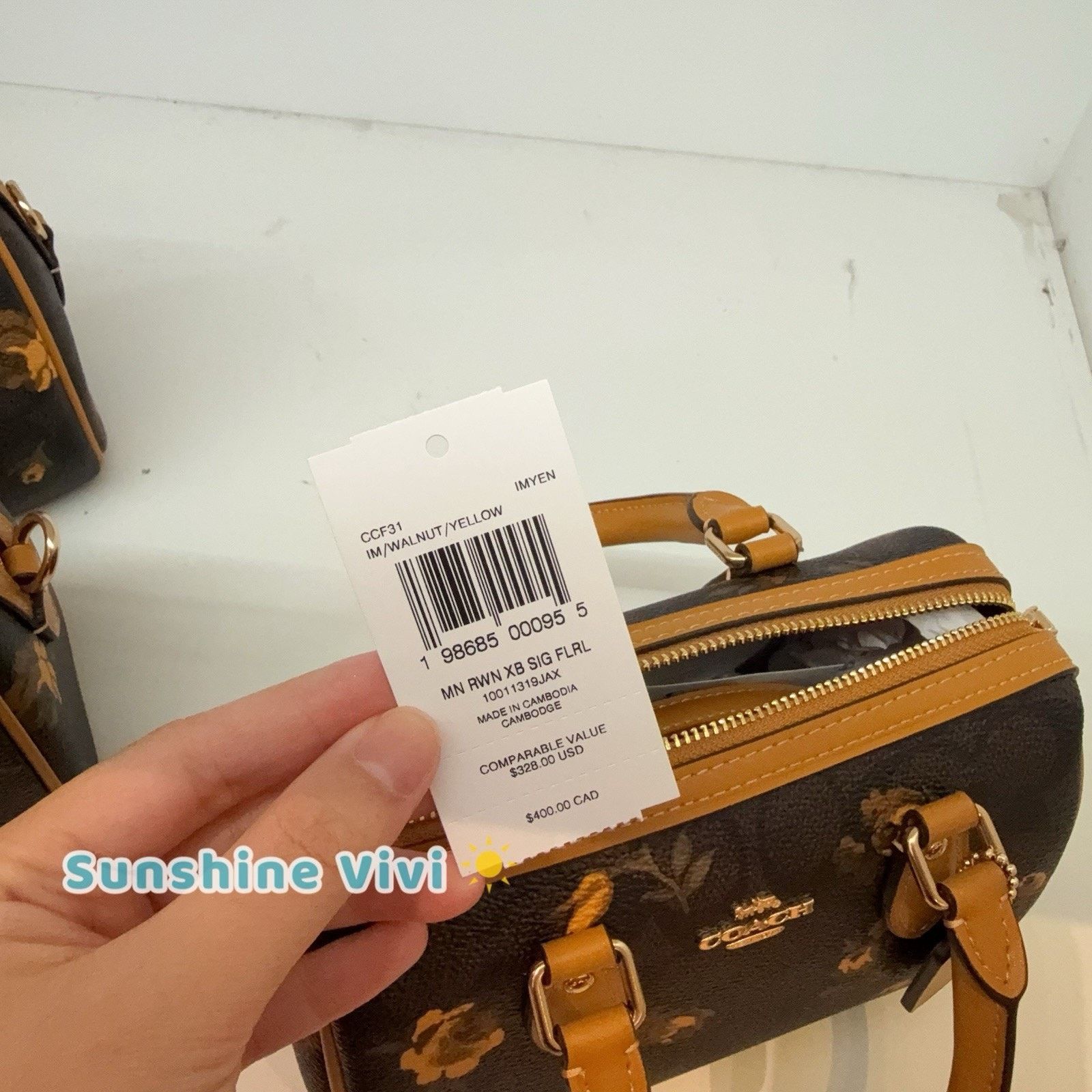Coach NWT Coach Mini Rowan Crossbody Bag Floral CCF31 WalnutYellow Size ONE SIZE - 6 Thumbnail
