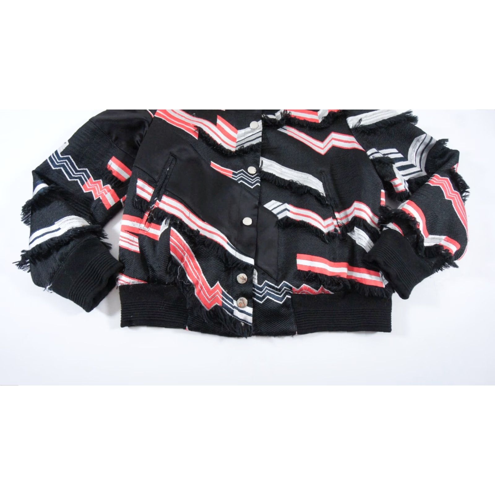 Kenzo KENZO Jacket Men Adult 36 Black Bomber Geometric Frayed Stand-Up Collar Button Closure Streetwear Casual Urban Size US XXS / EU 40 - 3 Thumbnail