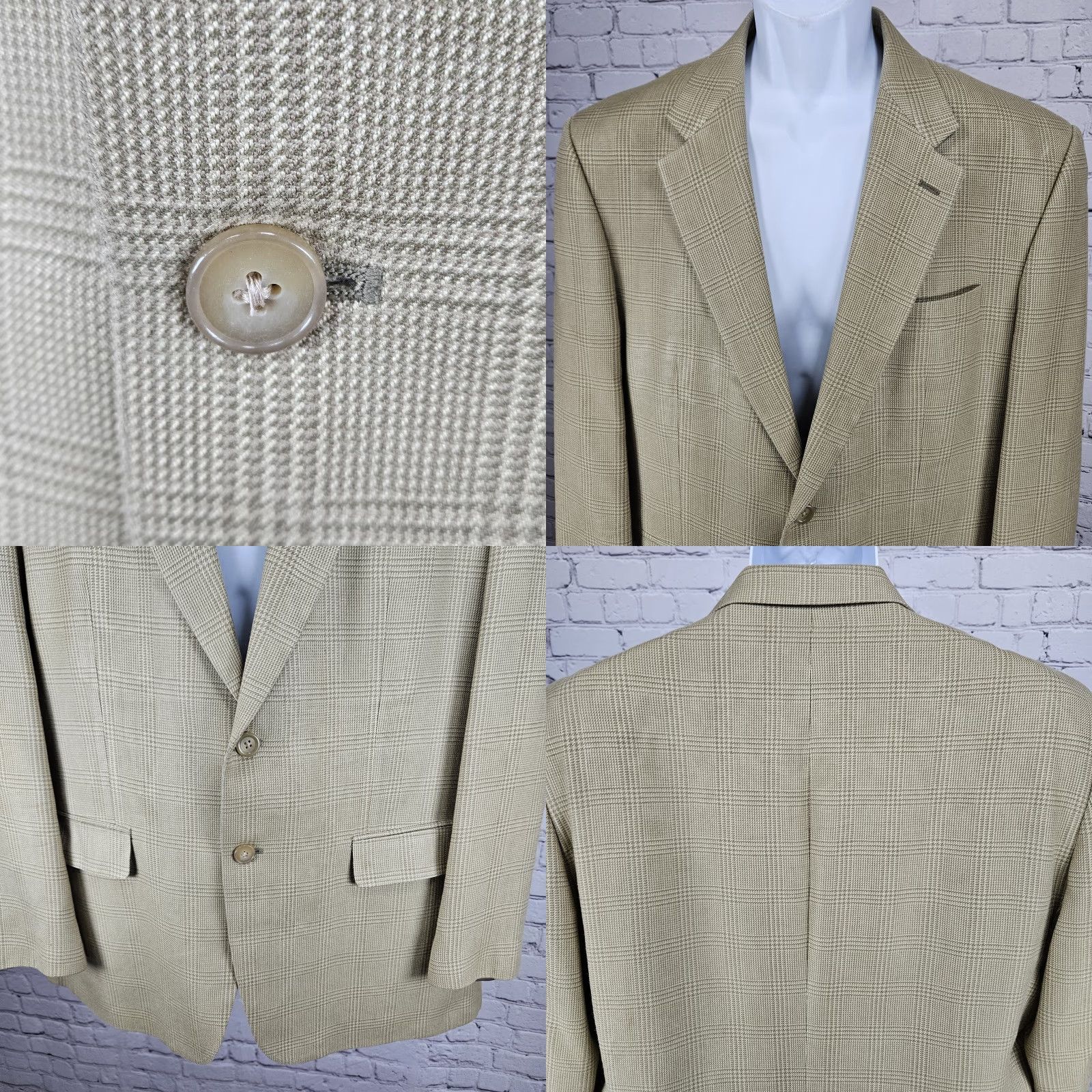 Ralph Lauren Lauren Ralph Lauren Sport Coat Blazer Notch 2 Button Single-Breasted Silk Beige 43R Men Size 46R - 8 Thumbnail