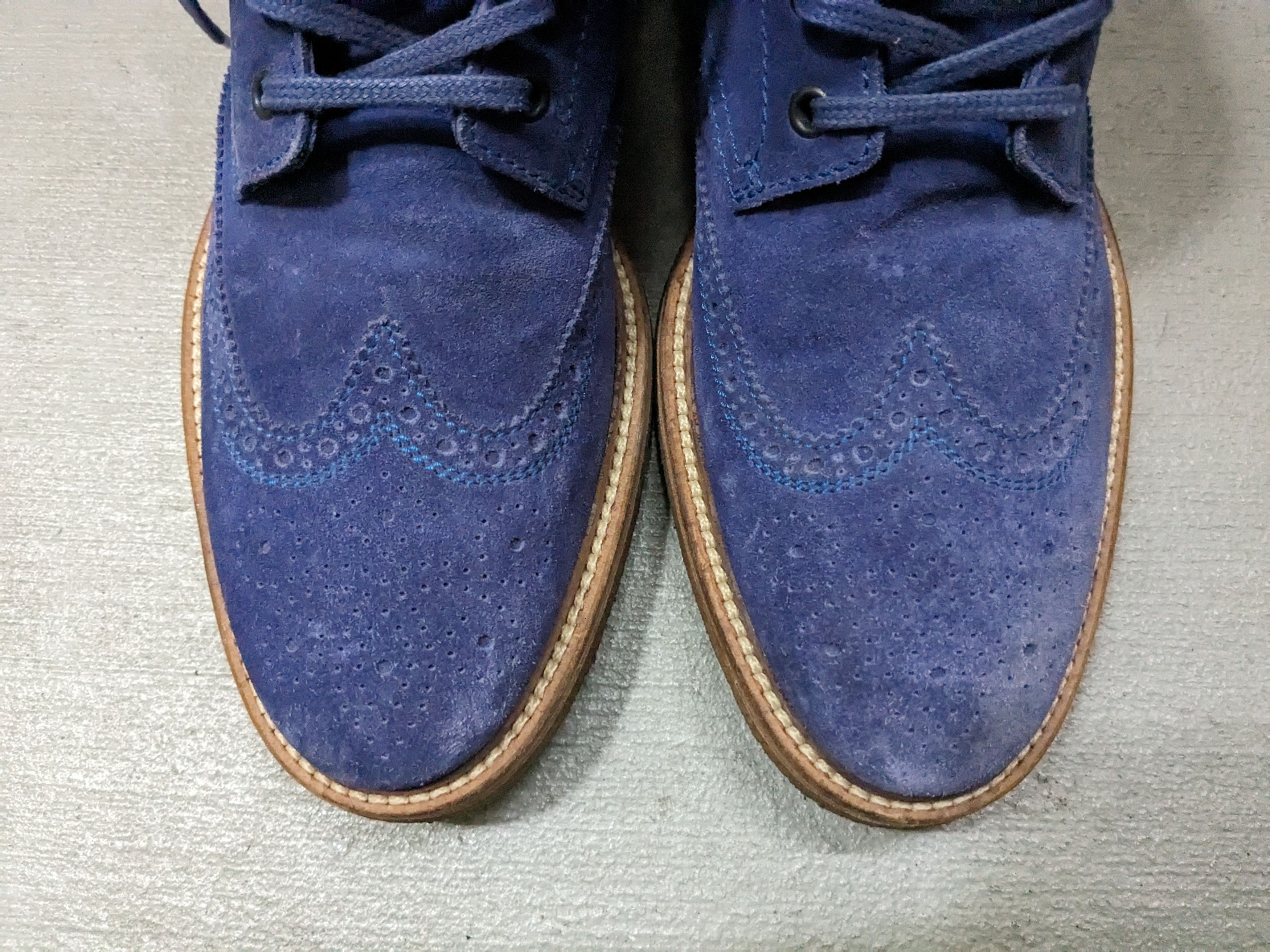 Hugo Boss Hugo Boss Wingtip Boots Blue Suede Brogues 11 44 Lace Up Size US 11 / EU 44 - 4 Thumbnail