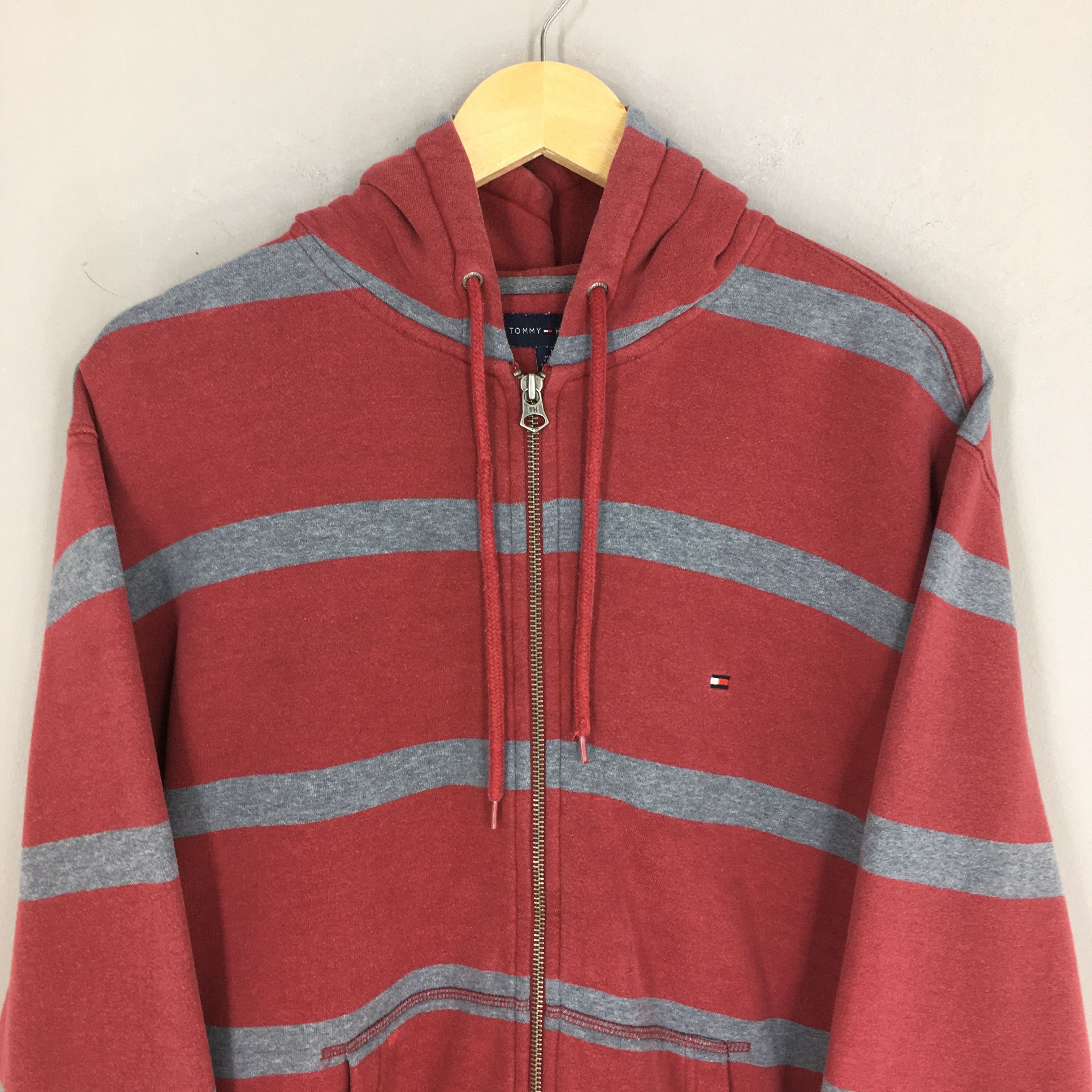 Tommy Hilfiger × Vintage Vintage 90's Tommy Hilfiger Stripes Zipper Hoodies Medium Size US M / EU 48-50 / 2 - 2 Thumbnail