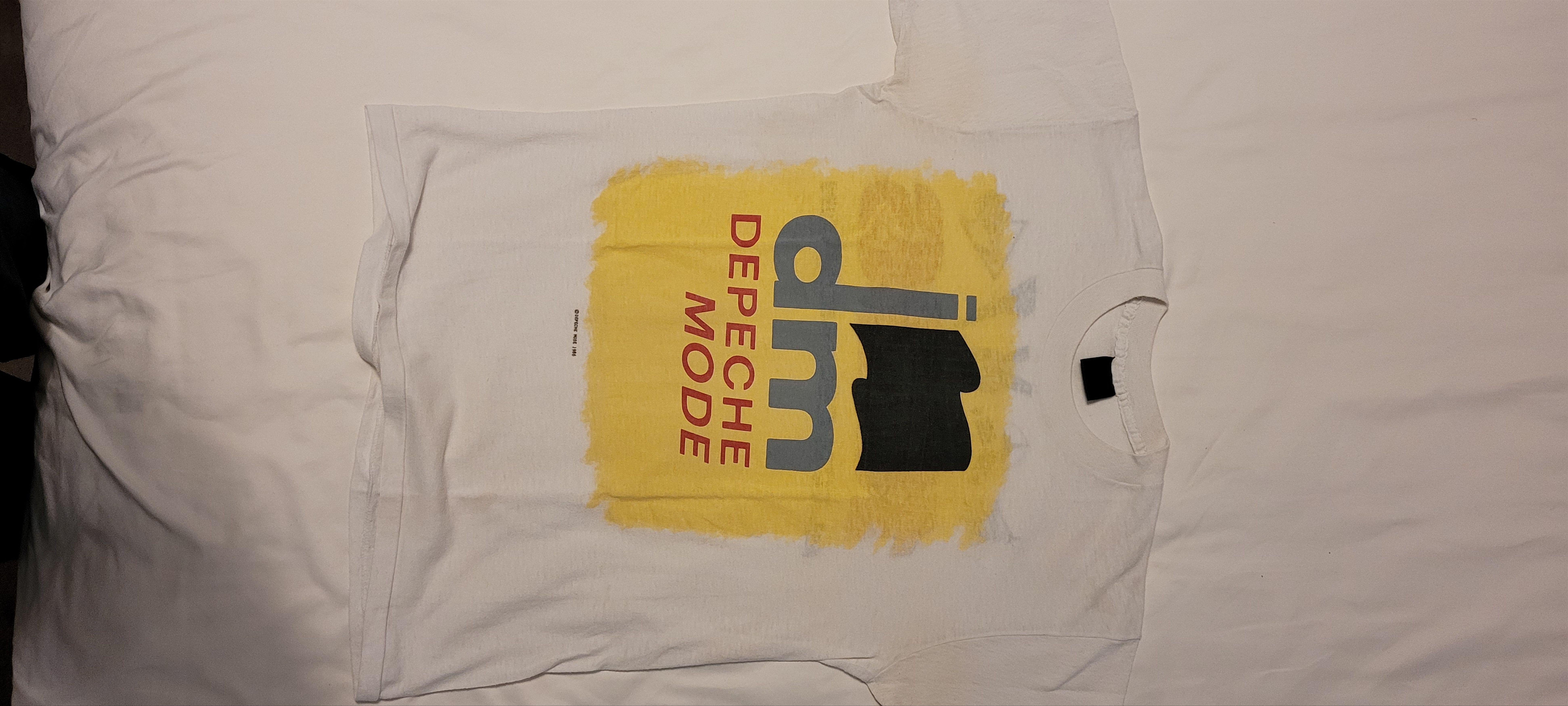 image of Vintage 1986 Depeche Mode Black Celebration Concert T-Shirt in White, Men's (Size Medium)