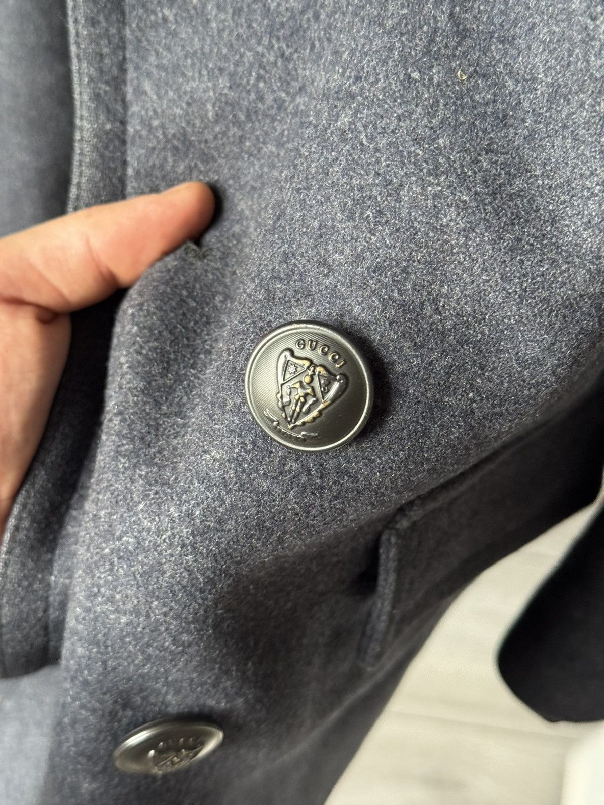 Gucci Men's GUCCI Wool Double Breasted Pea Coat Overcoat RARE Size US M / EU 48-50 / 2 - 2 Thumbnail