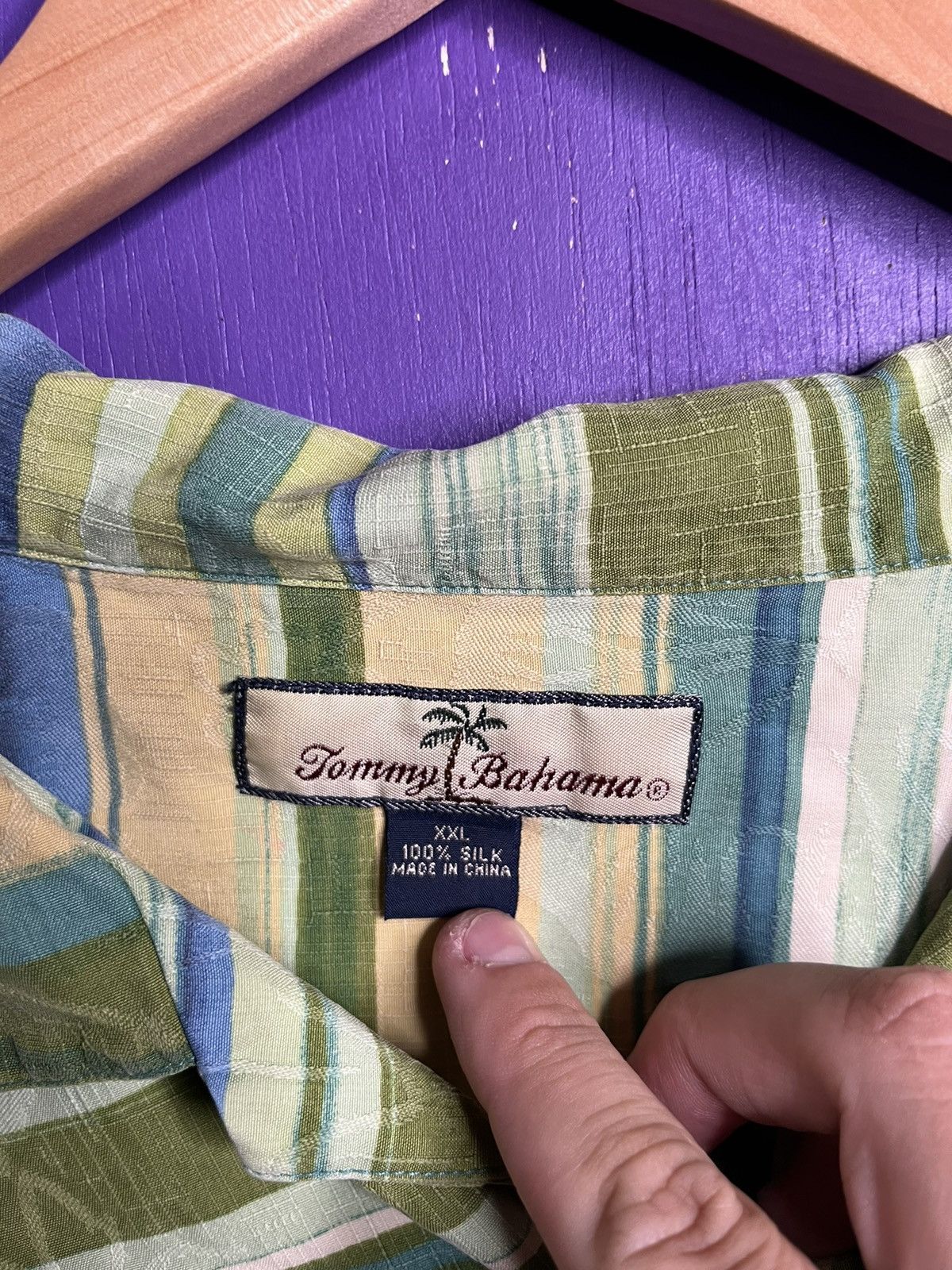 Tommy Bahama × Vintage Vintage 00s Tommy Bahama striped Hawaiian shirt Size US XXL / EU 58 / 5 - 4 Thumbnail