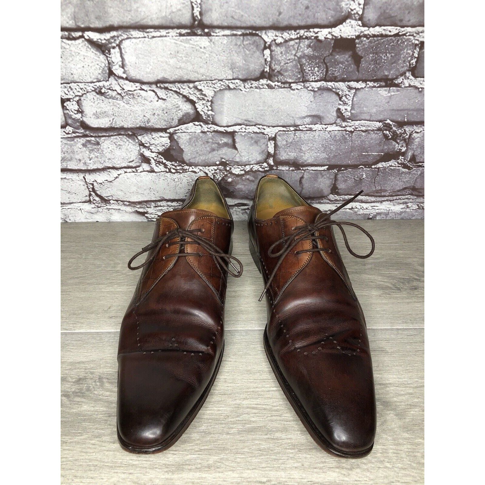 Magnanni Magnanni Neiman Marcus Burnished Brown Leather Wingtip Dress Size US 10 / EU 43 - 11 Thumbnail