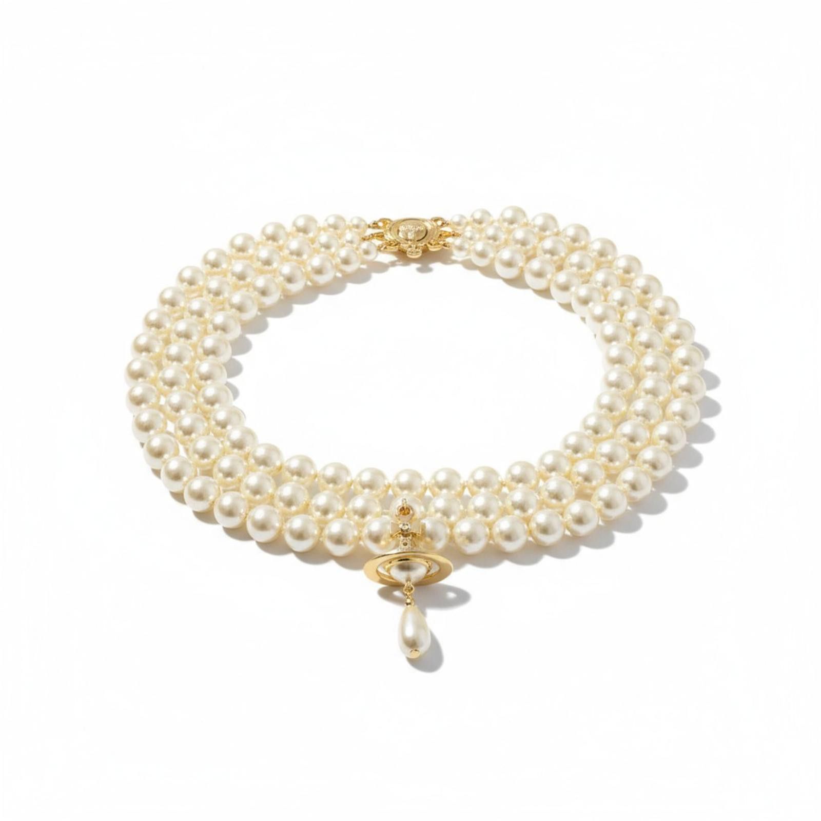 Vivienne Westwood Vivienne Westwood - Triple Strand Pearl Necklace Orb Size ONE SIZE - 1 Thumbnail