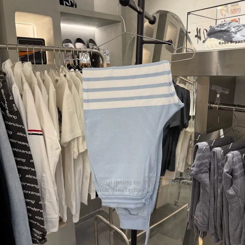 Thom Browne Thom Browne size 3 Misty blue knit striped sweatpants Size US 41 - 1 Thumbnail
