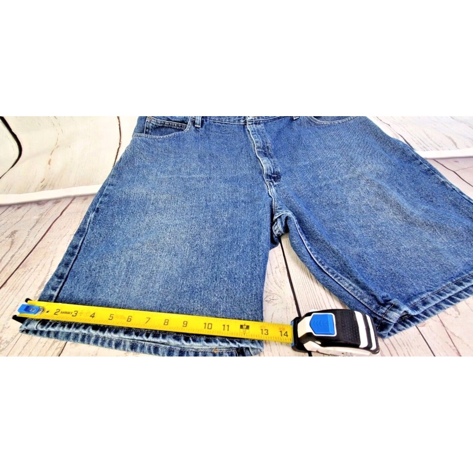 Wrangler VINTAGE Wrangler Carpenter Shorts Men 42 Denim Medium Wash Blue Utility 5-Pocket Relaxed Fit Button Zipper Overall Workwear Casual Mens Size US 42 / EU 58 - 2 Thumbnail