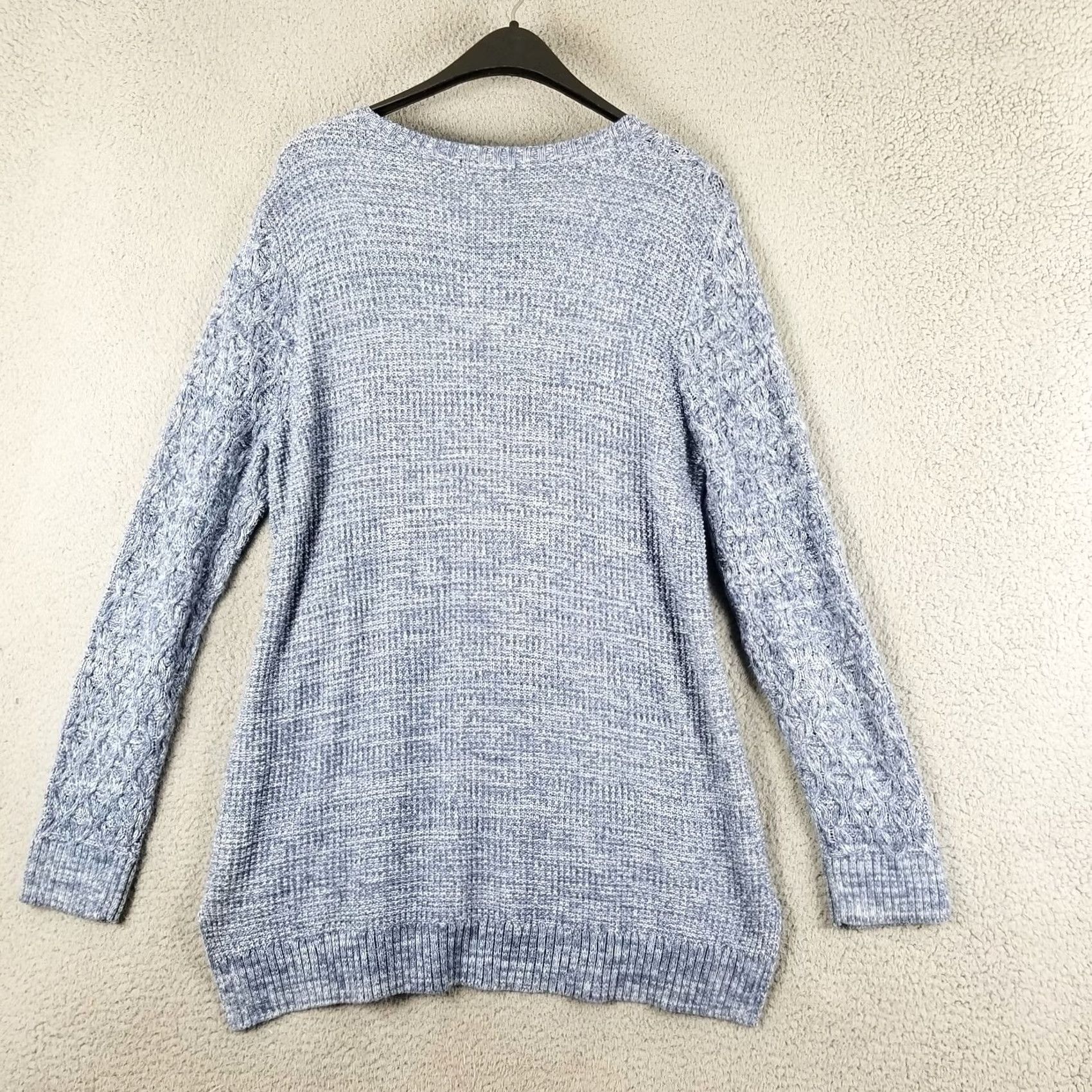 Vintage Jeanne Pierre Sweater Women's XL Blue Heathered Cable-Knit Scoop Neck Size XL / US 12-14 / IT 48-50 - 6 Thumbnail