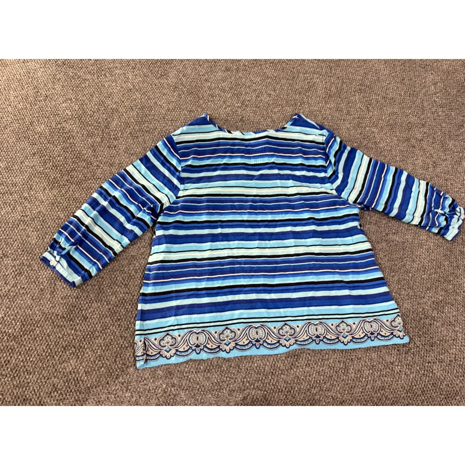 Talbots Talbots blouse Womens 2X blue striped paisley rayon tunic pullover Size XXL / US 16-18 / IT 52-54 - 7 Thumbnail