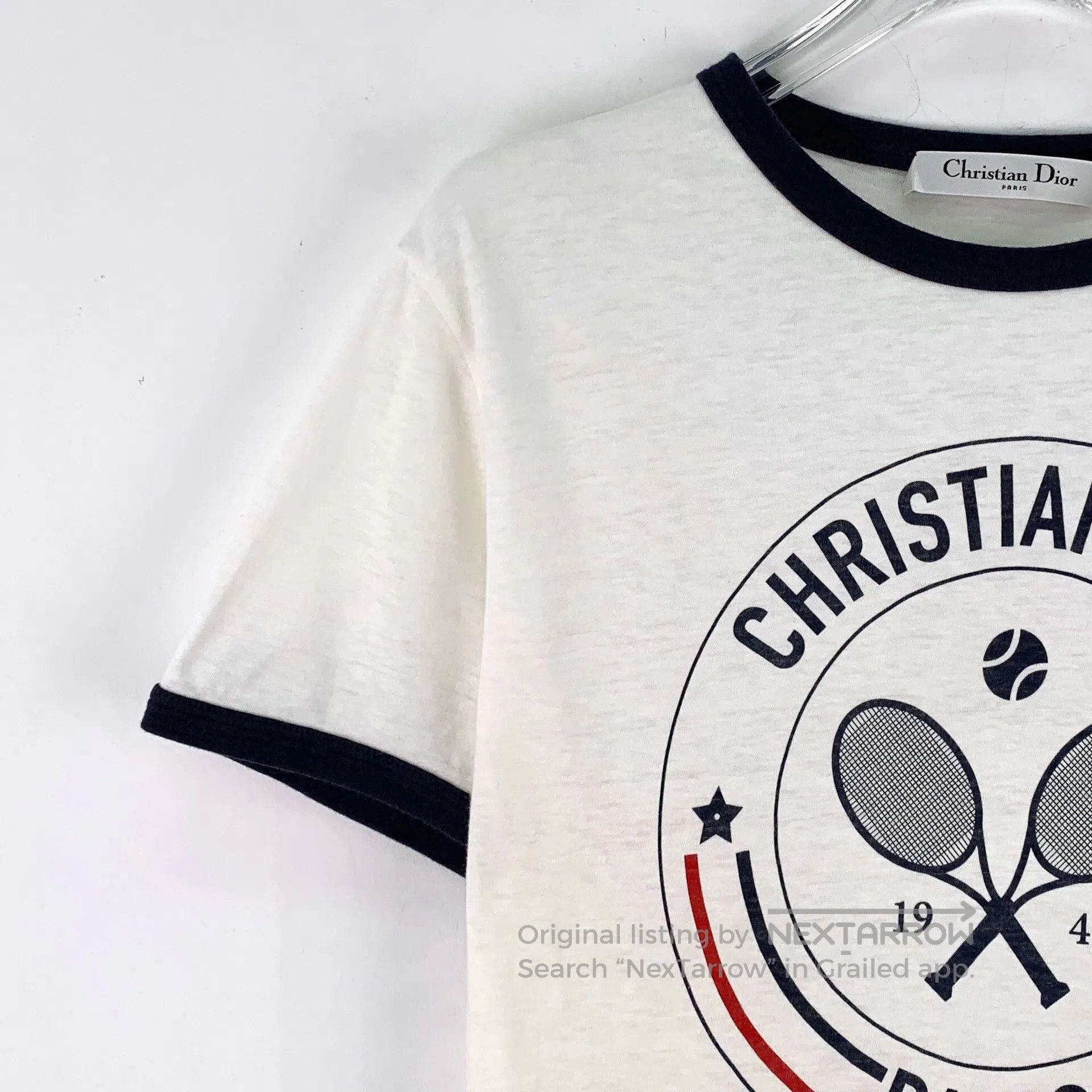 Dior Dior White Tennis Racket Letter Printed Cotton Round Neck Size US M / EU 48-50 / 2 - 3 Thumbnail