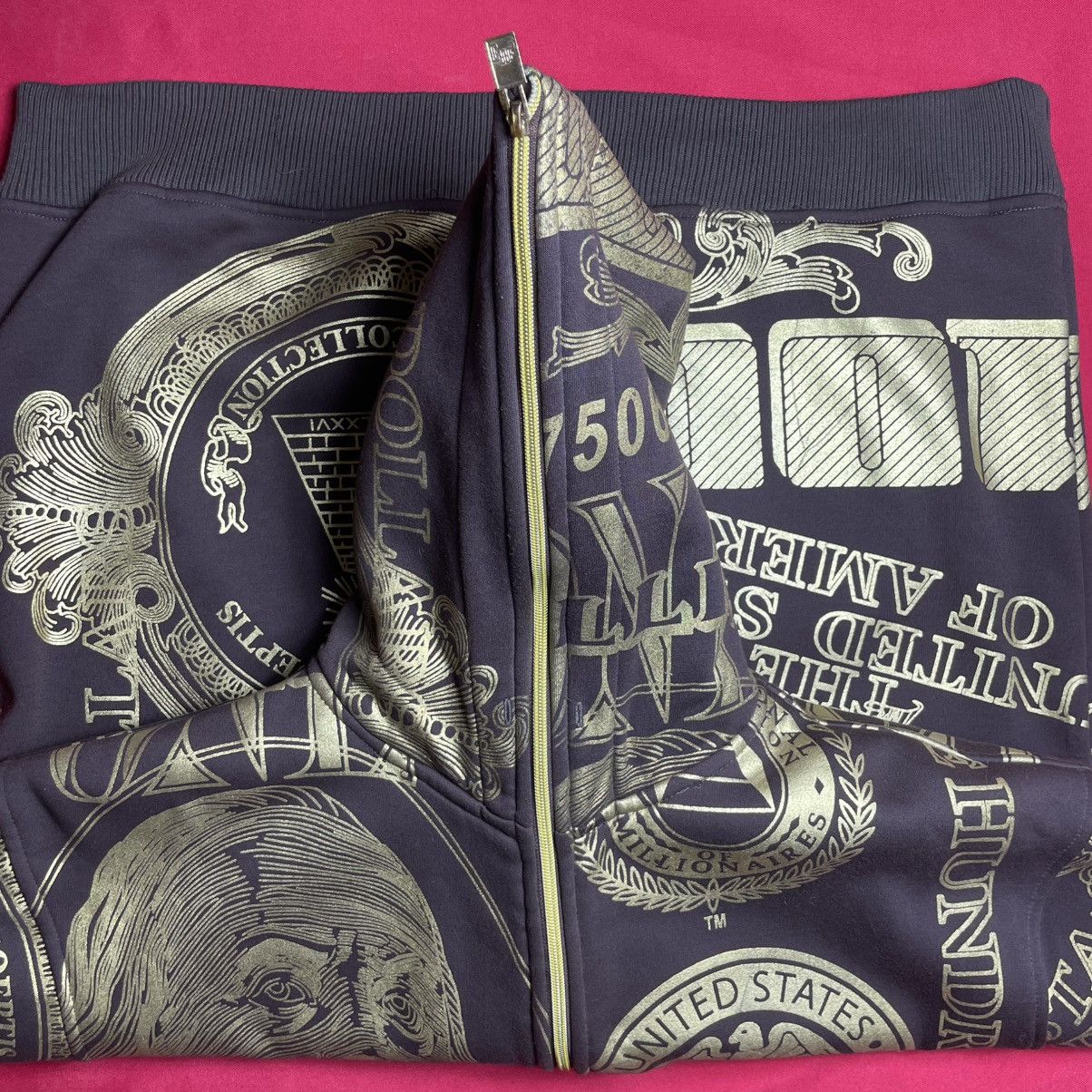 Other VTG Hundred Dollar Bill Graphic Zip Hoodie–Gold Full Print Size US L / EU 52-54 / 3 - 12 Thumbnail