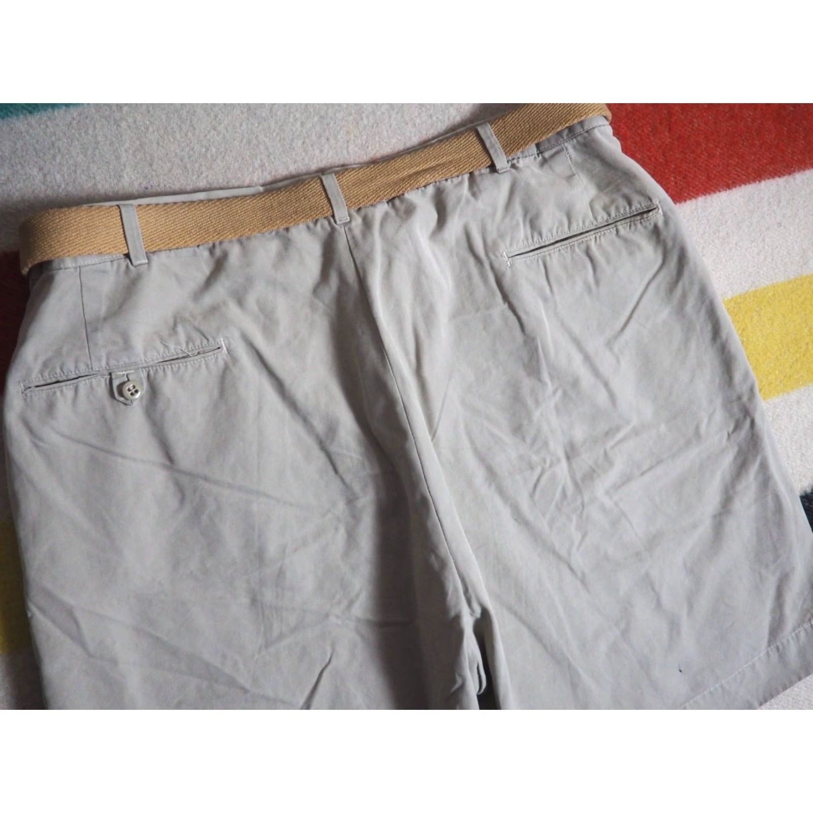 Abercrombie & Fitch VINTAGE Abercrombie & Fitch Army Safari Khaki Shorts Mens 36W 36" Waist 20" Length Beige Chino Casual Military 50s Size US 36 / EU 52 - 6 Thumbnail