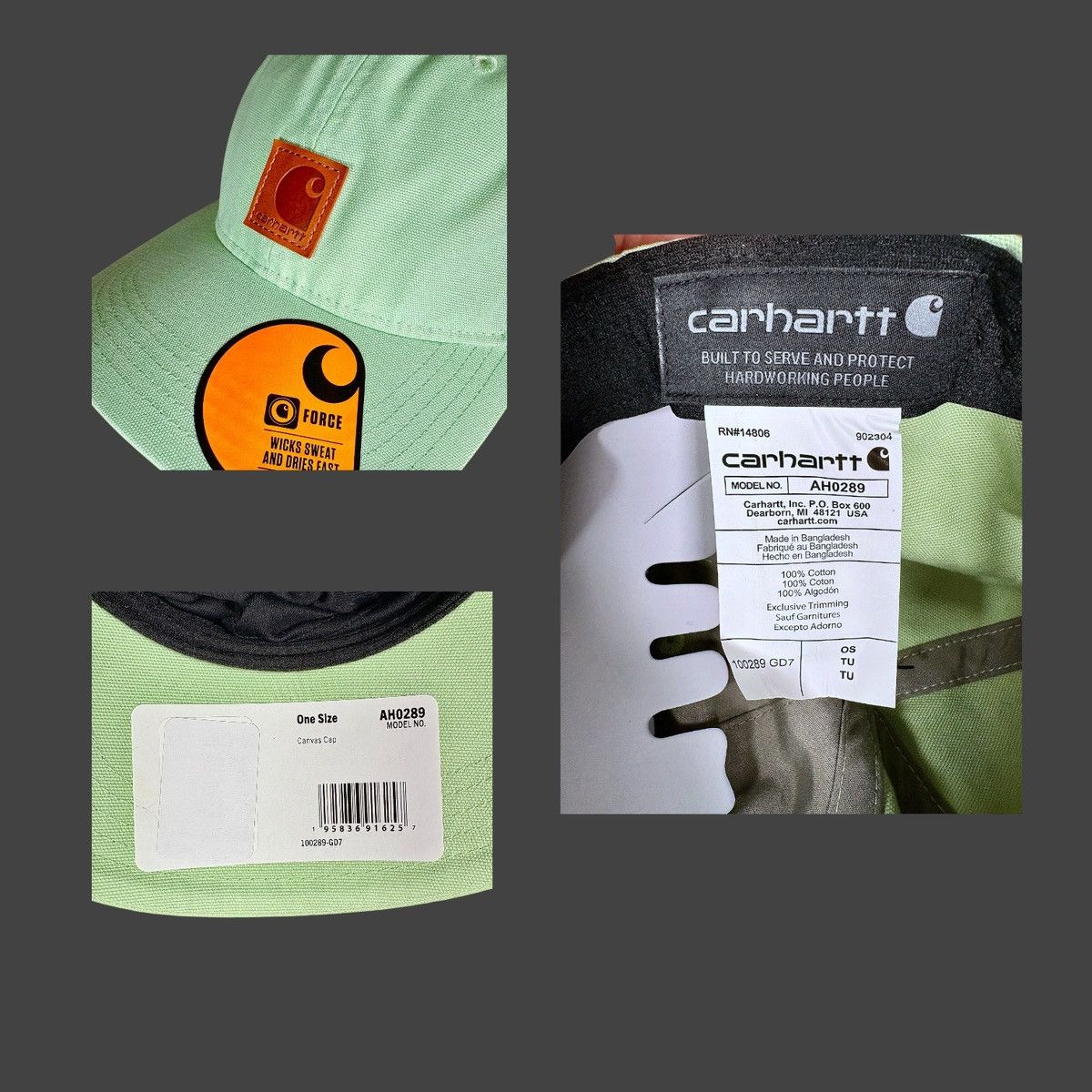 Carhartt Carhartt Men’s Force Light Green Baseball Hat Sz OS Size ONE SIZE - 9 Thumbnail
