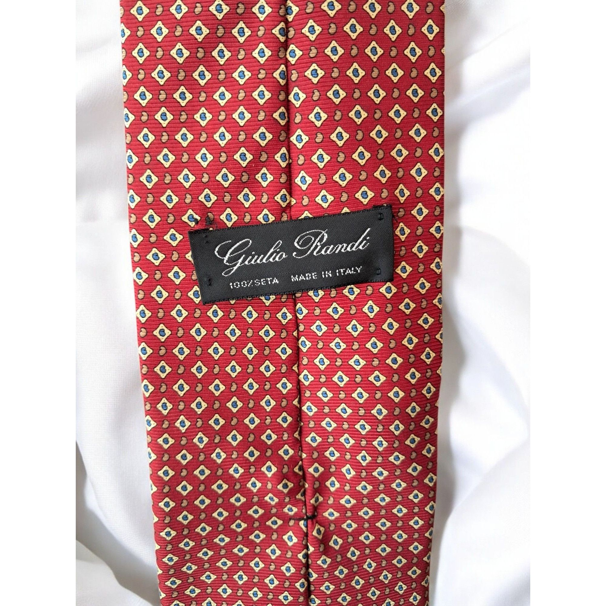 Vintage Vintage Giulio Randi Red Geometric Silk Tie – Made in Italy Size ONE SIZE - 5 Thumbnail