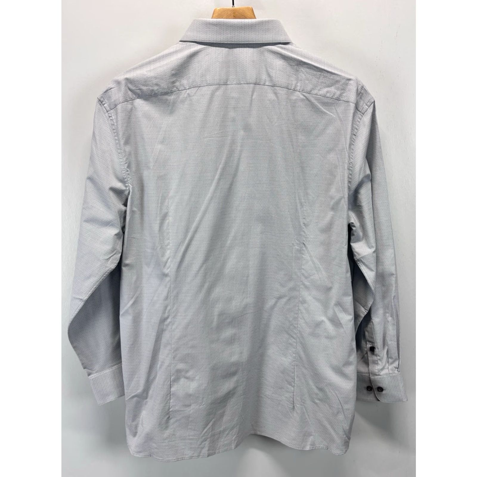 John Varvatos John Varvatos Button-Up Shirt Slim Fit L/XL Light Gray Small Dot Casual Mens Size US L / EU 52-54 / 3 - 3 Thumbnail