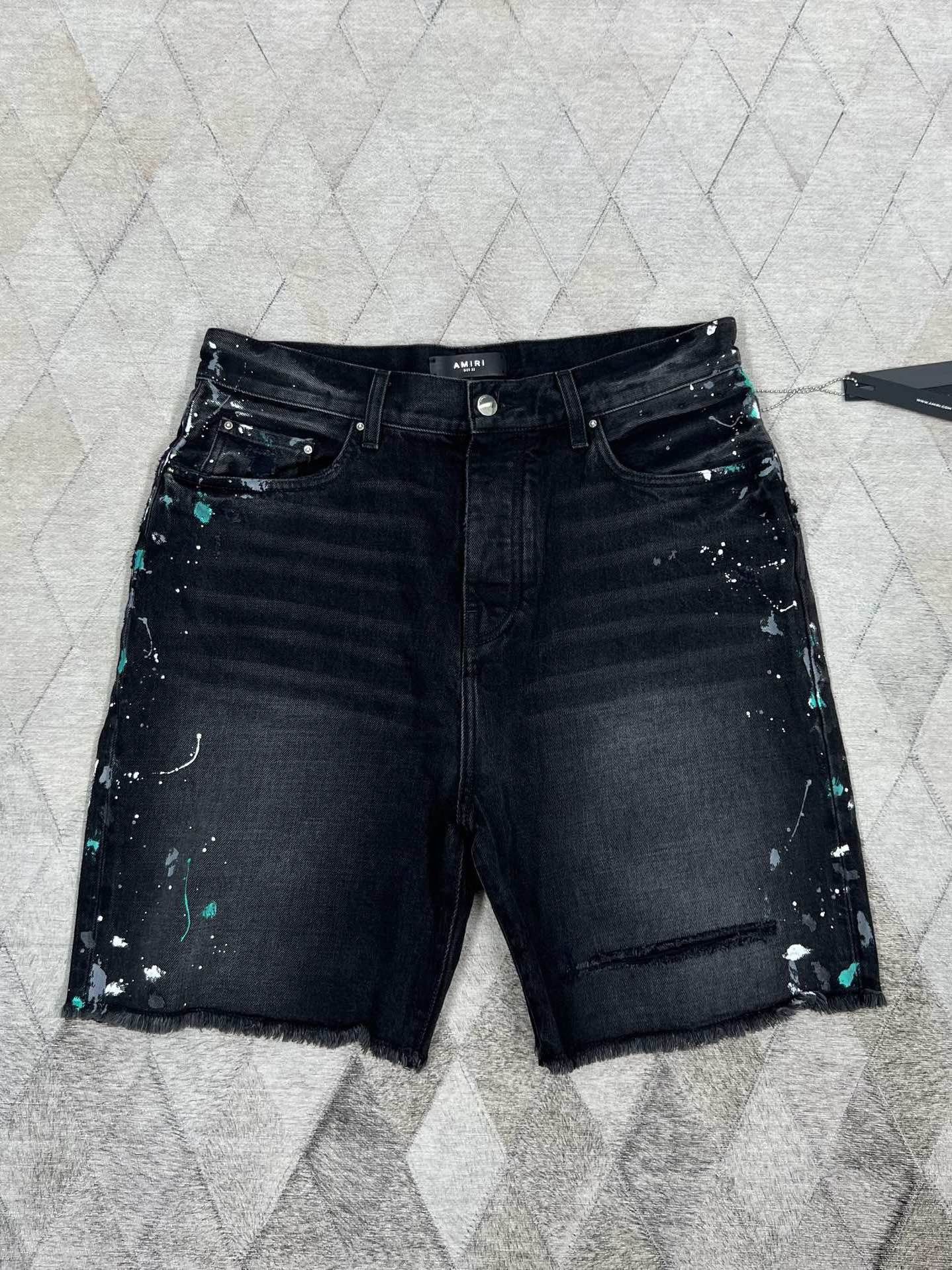 Amiri AMIRI Paint Splatter Denim Shorts Size 34 Size US 34 / EU 50 - 1 Thumbnail