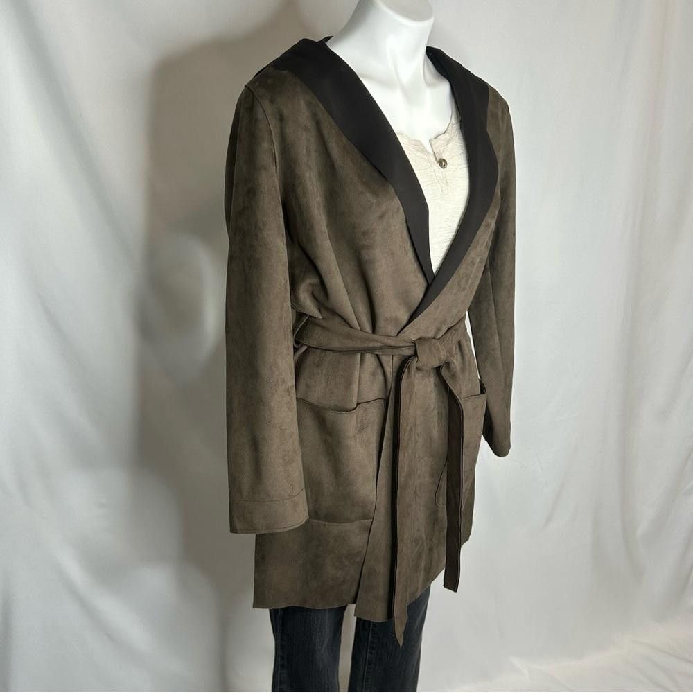 Zara Zara Basic Faux Suede Hooded Jacket w/ Matching Belt, Med Size M / US 6-8 / IT 42-44 - 4 Thumbnail
