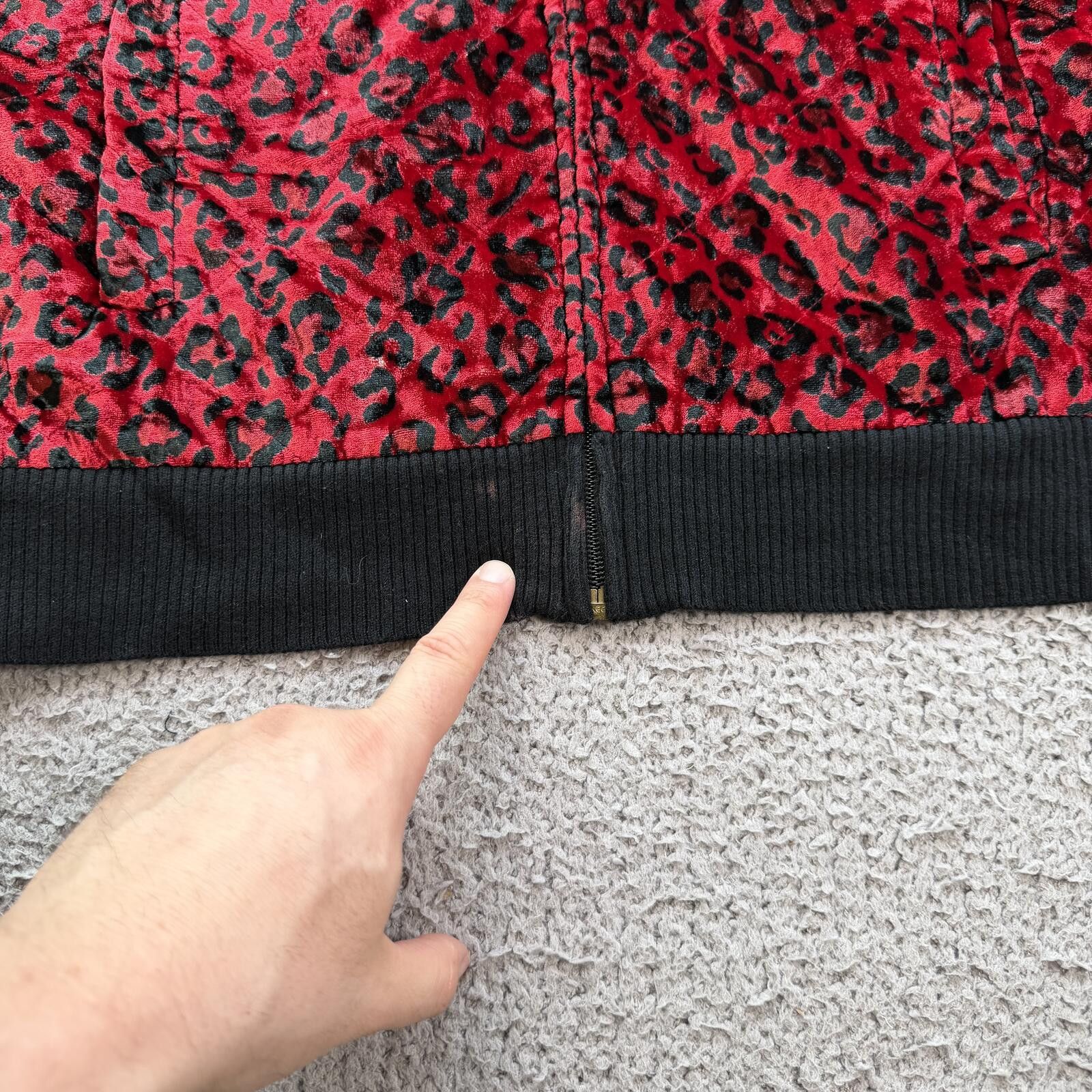 Other Y2K Red Leopard Print Zip Up Jacket Womens L Velour Goth Size L / US 10 / IT 46 - 5 Thumbnail