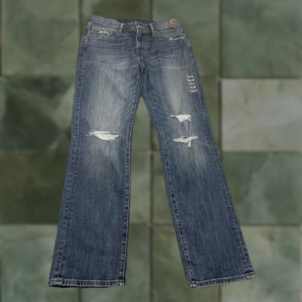 Abercrombie & Fitch ABERCROMBIE & FITCH VINTAGE Kennan Straight Stretch Distressed Blue Denim Jeans 28x30 Unisex Adults Size US 28 / EU 44 - 1 Thumbnail