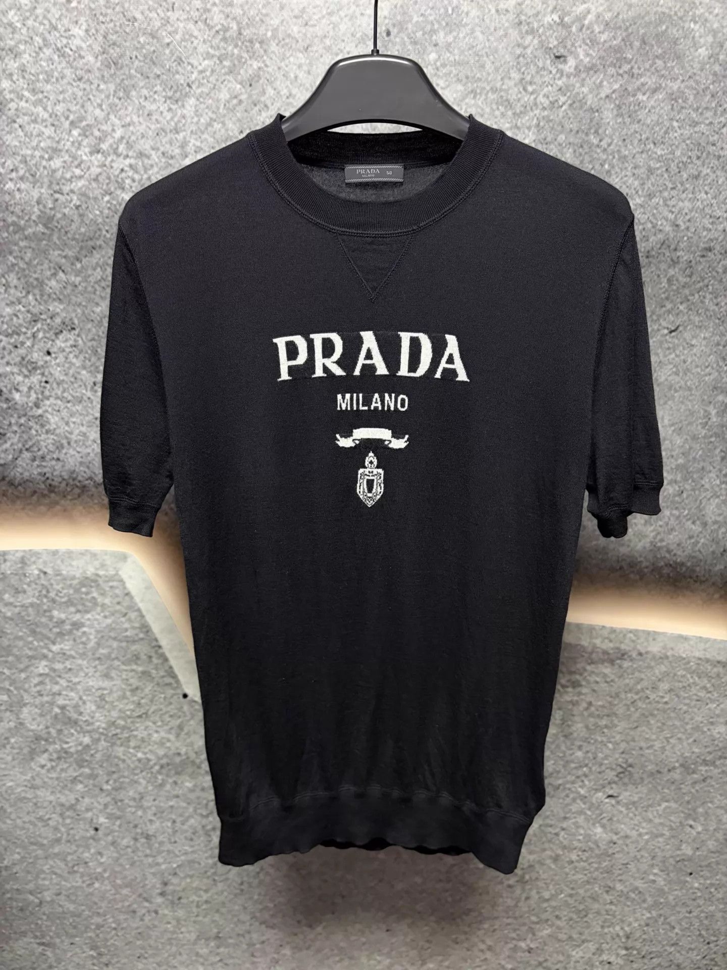 Prada Prada Men's Wool Knit Short Sleeve Black 50 Size US M / EU 48-50 / 2 - 1 Thumbnail