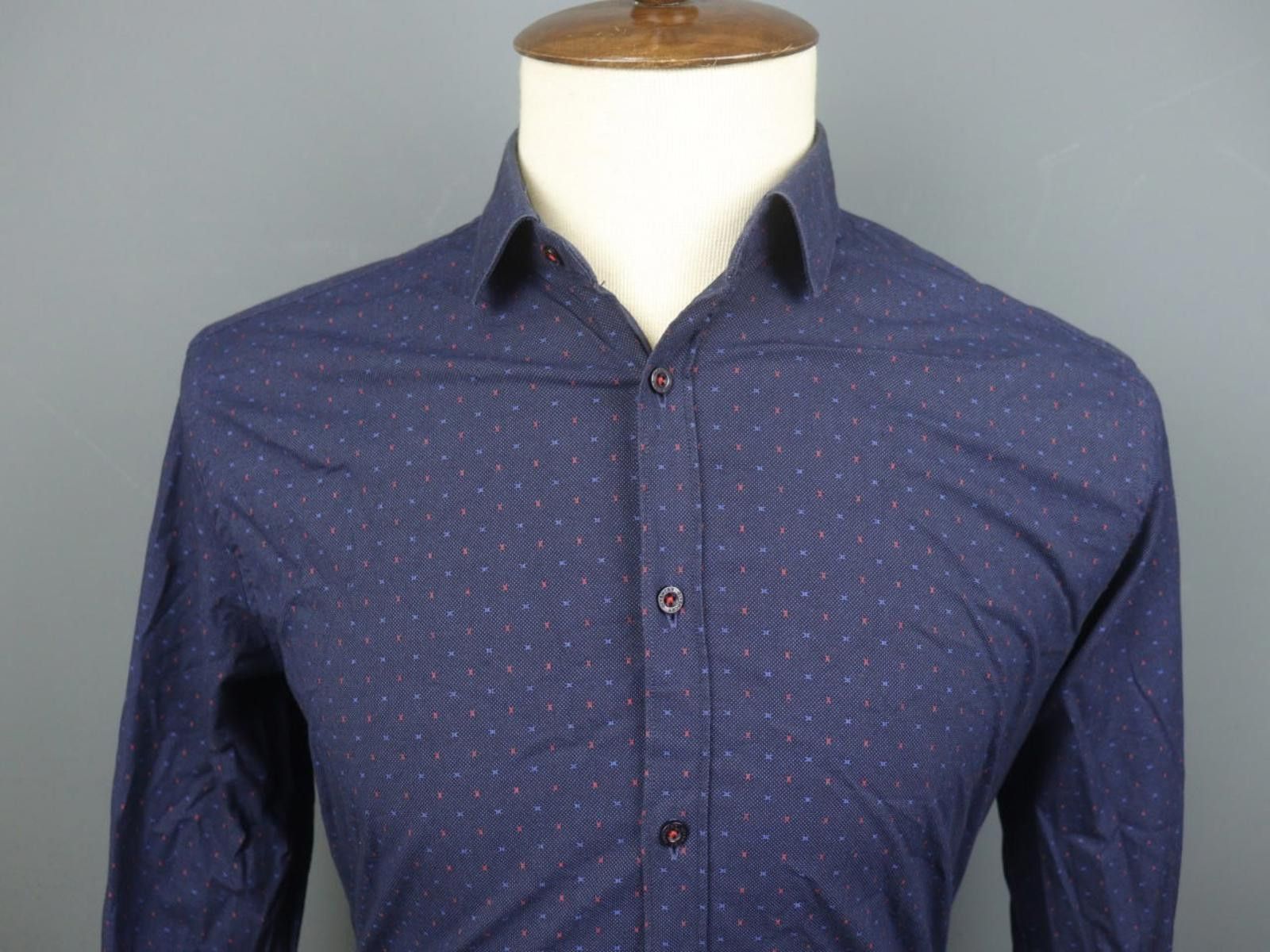 Givenchy Givenchy Blue Polka Dot Cotton Collared Shirt Size 41/42 Size US M / EU 48-50 / 2 - 12 Thumbnail