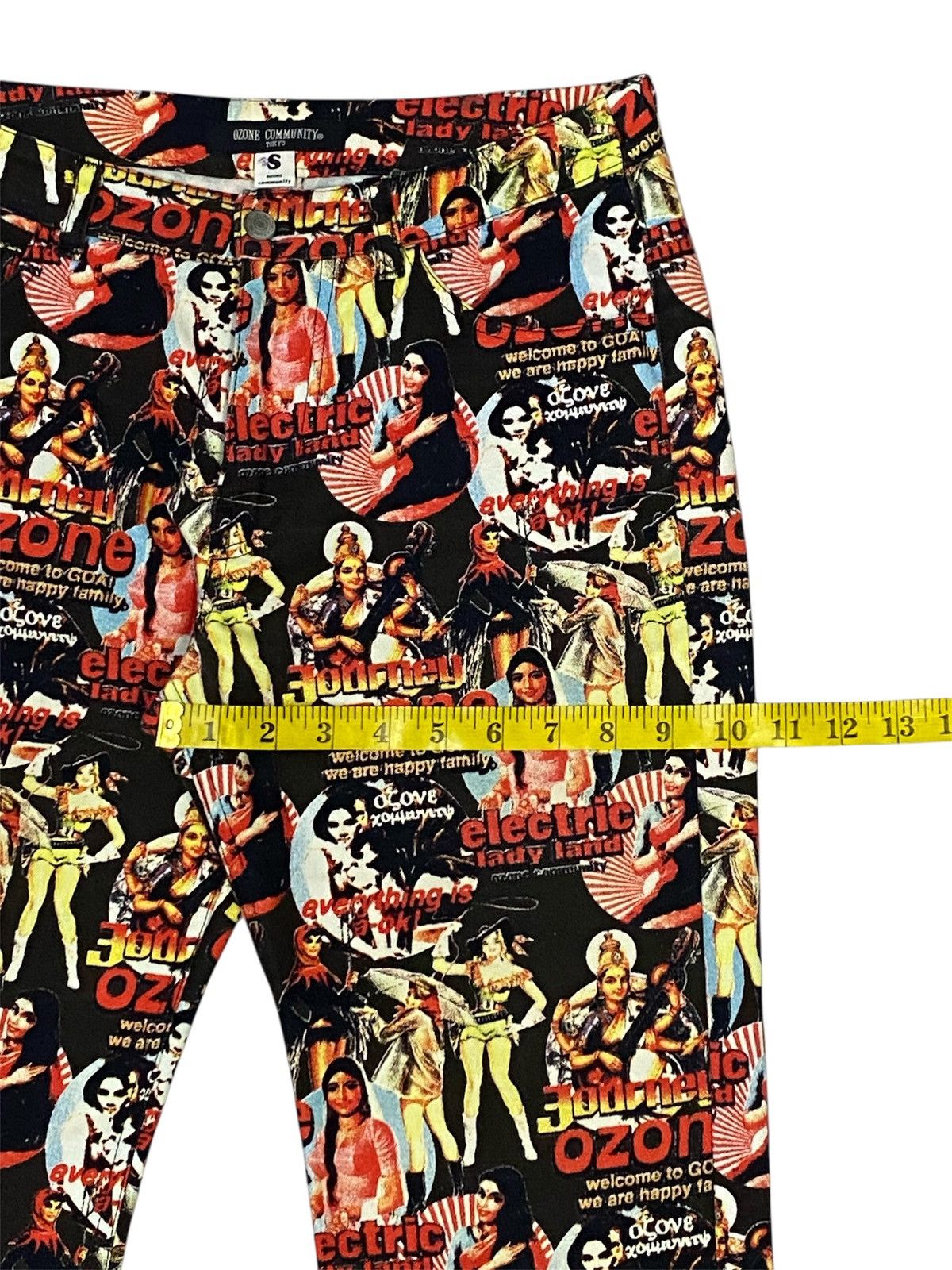 Vintage 💃90s Ozone Communituly Tokyo Cowgirls Printed Bootcut Jeans Size US 28 / EU 44 - 19 Thumbnail